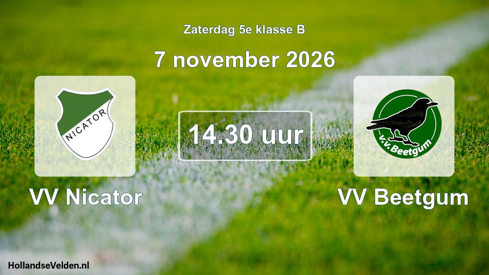 Geplande wedstrijd: VV Nicator - VV Beetgum (7 november 2026)