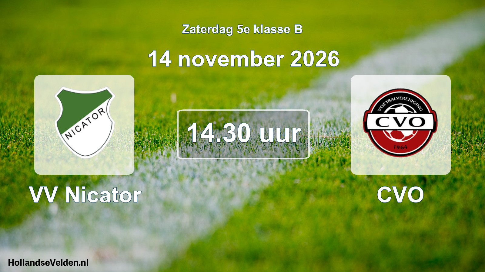 Geplande wedstrijd: VV Nicator - CVO (14 november 2026)
