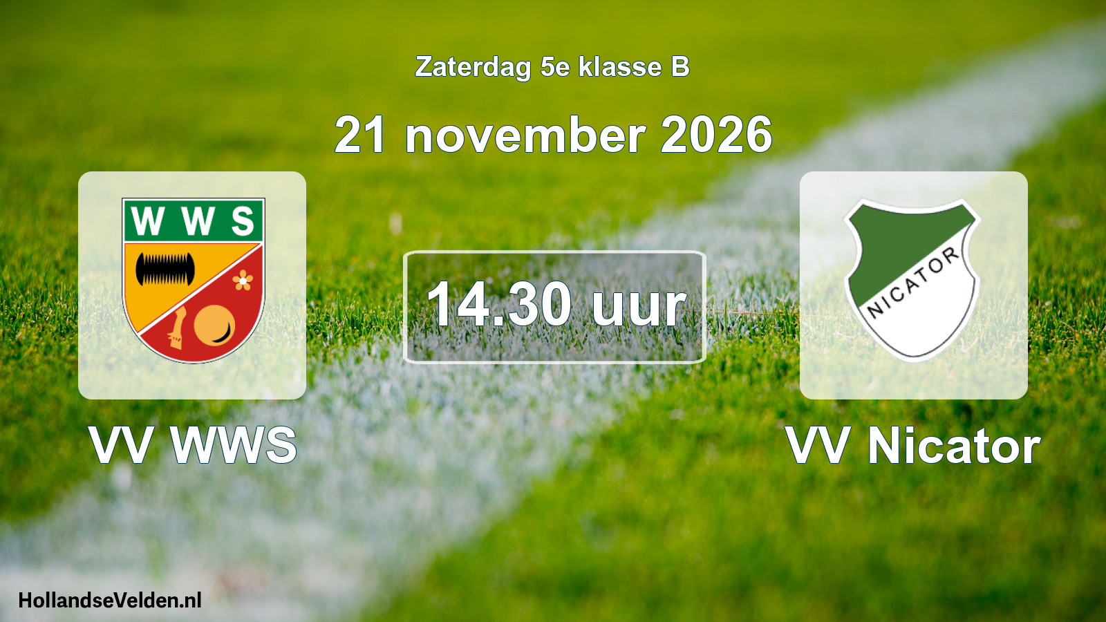 Geplande wedstrijd: VV WWS - VV Nicator (21 november 2026)