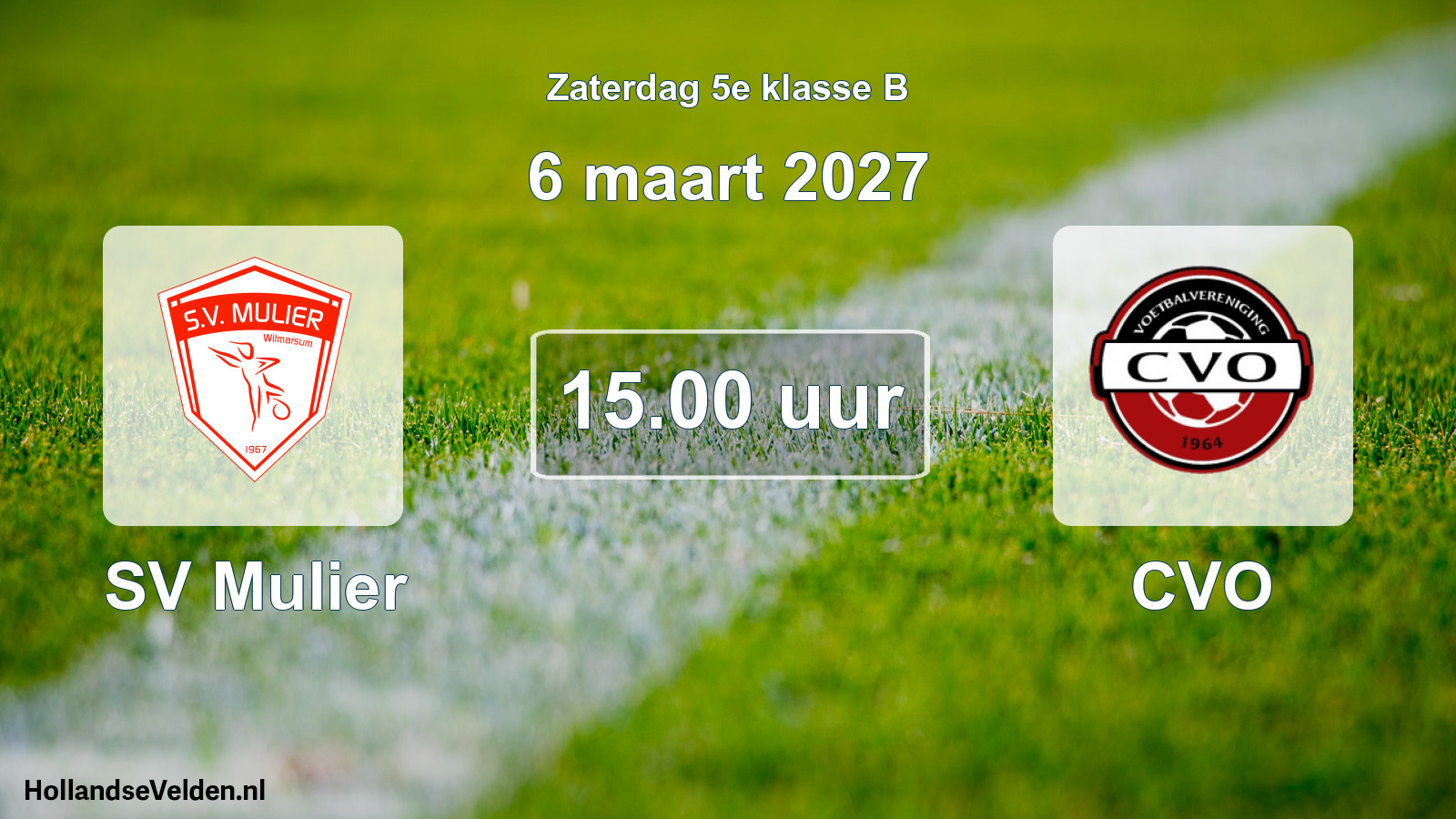Geplande wedstrijd: SV Mulier - CVO (6 maart 2027)