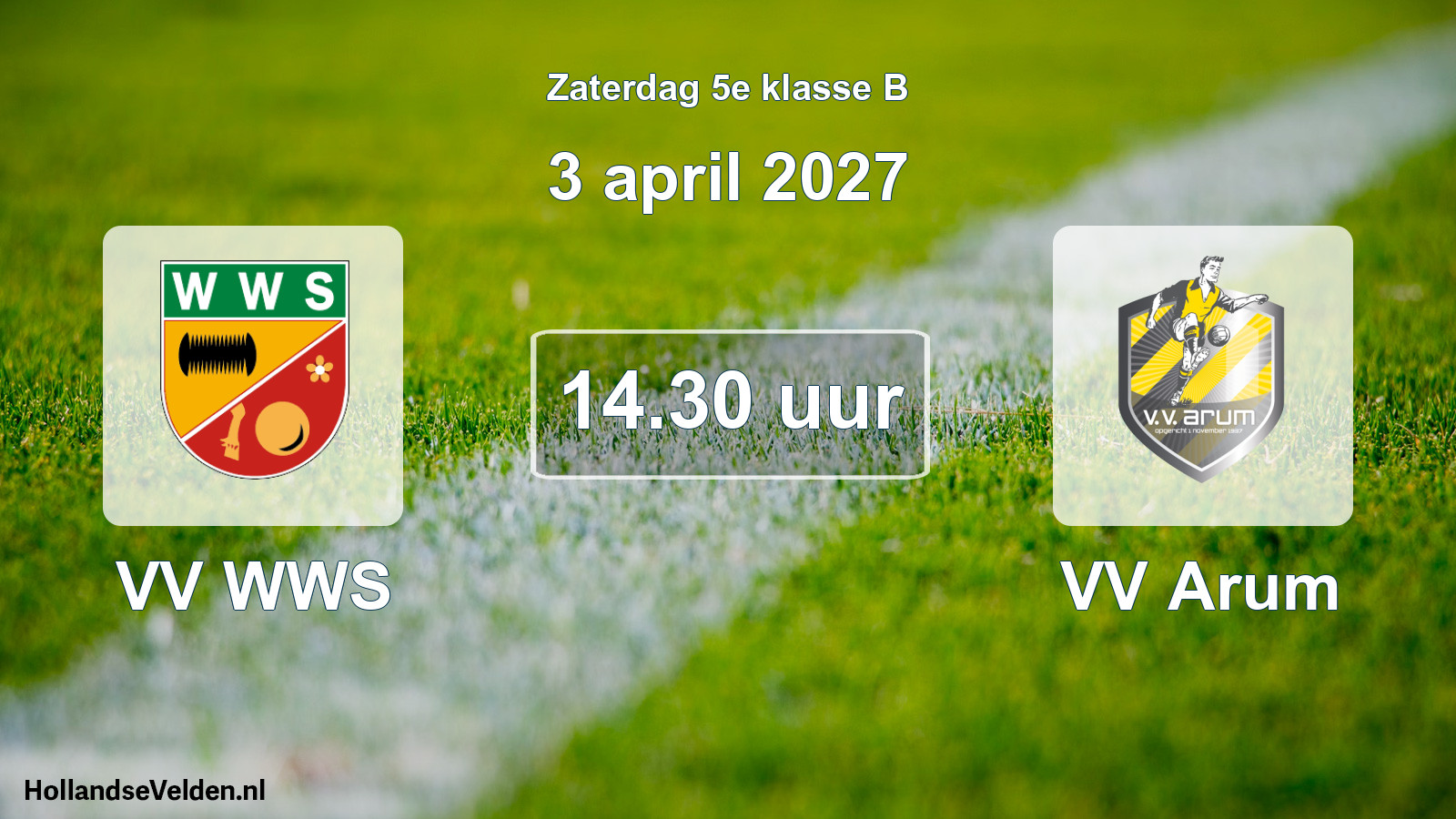 Geplande wedstrijd: VV WWS - VV Arum (3 april 2027)