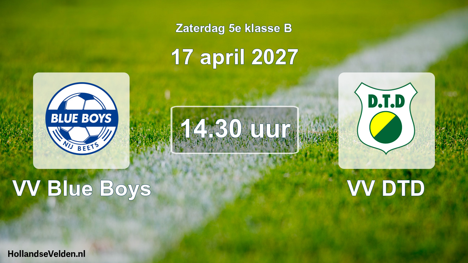 Geplande wedstrijd: VV Blue Boys - VV DTD (17 april 2027)