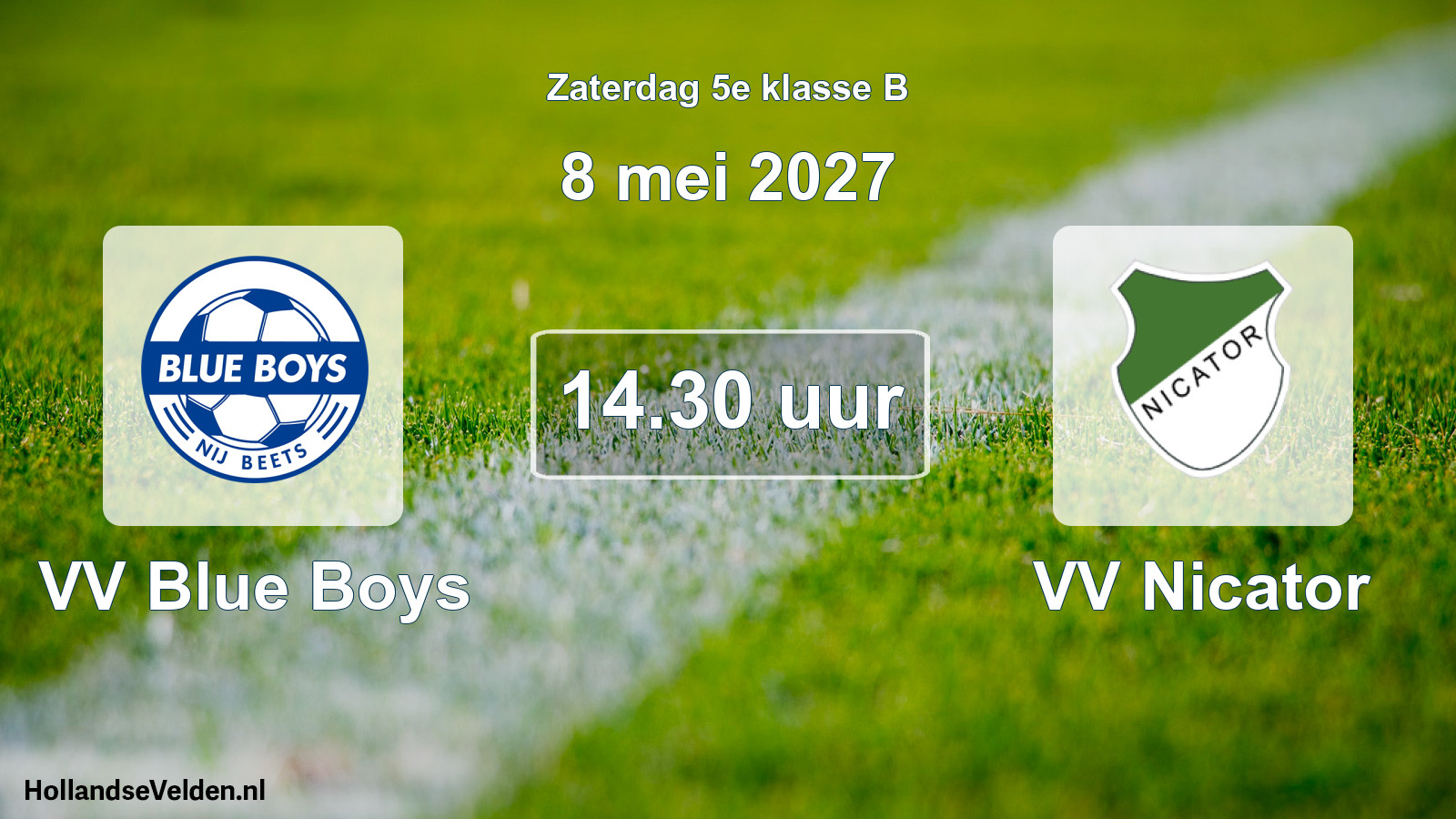 Geplande wedstrijd: VV Blue Boys - VV Nicator (8 mei 2027)