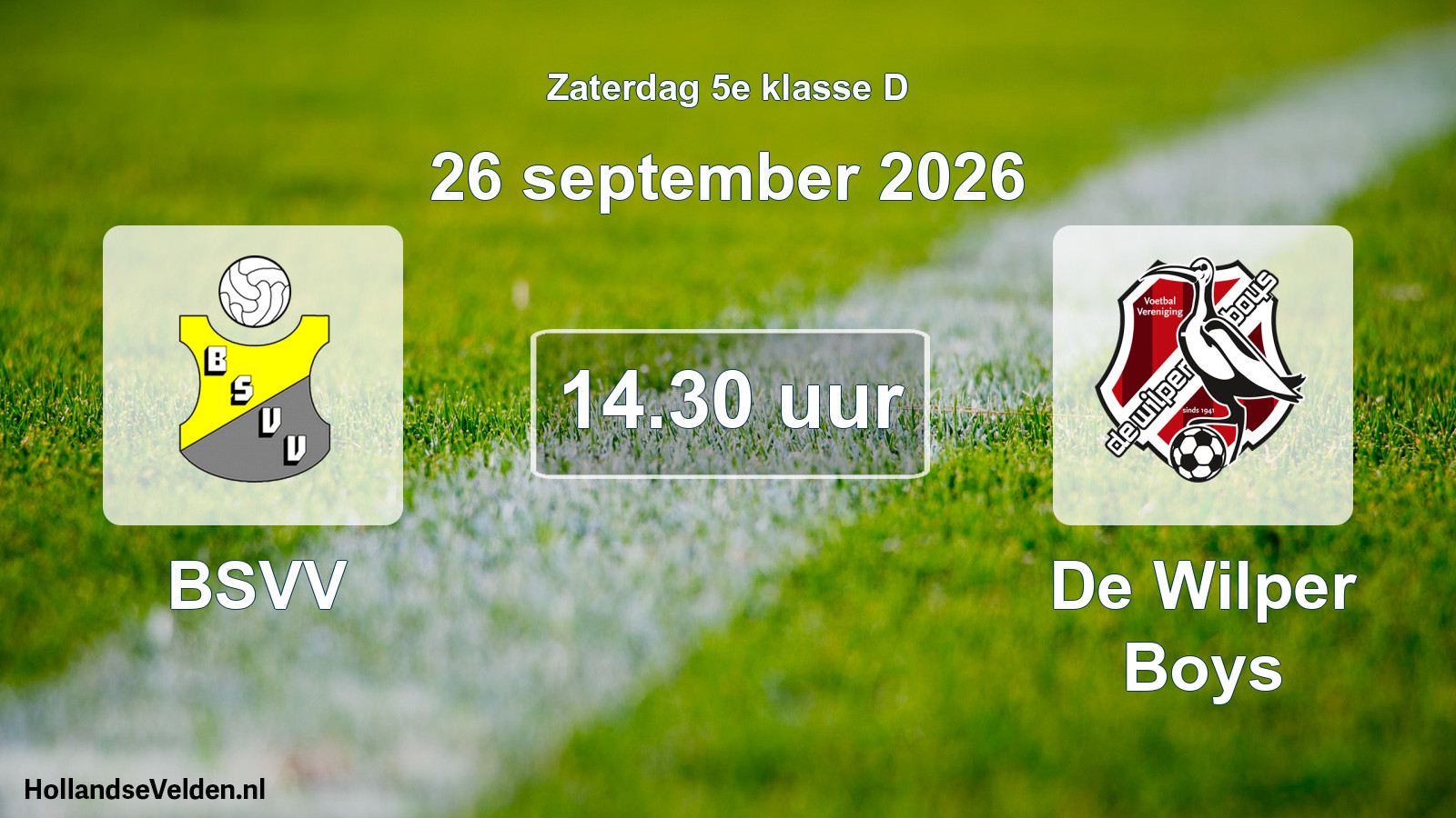 Geplande wedstrijd: BSVV - De Wilper Boys (26 september 2026)