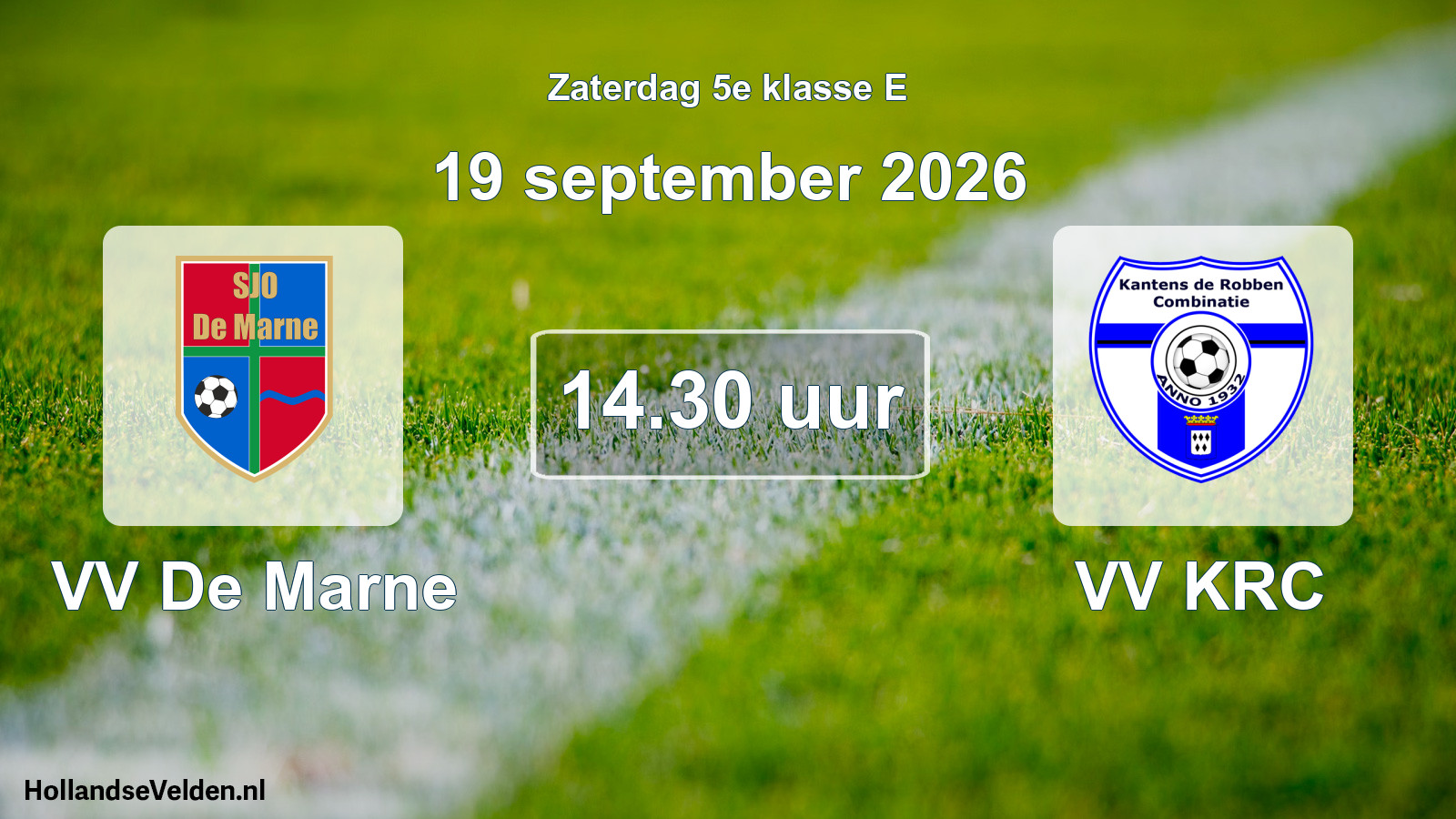 Geplande wedstrijd: VV De Marne - VV KRC (19 september 2026)