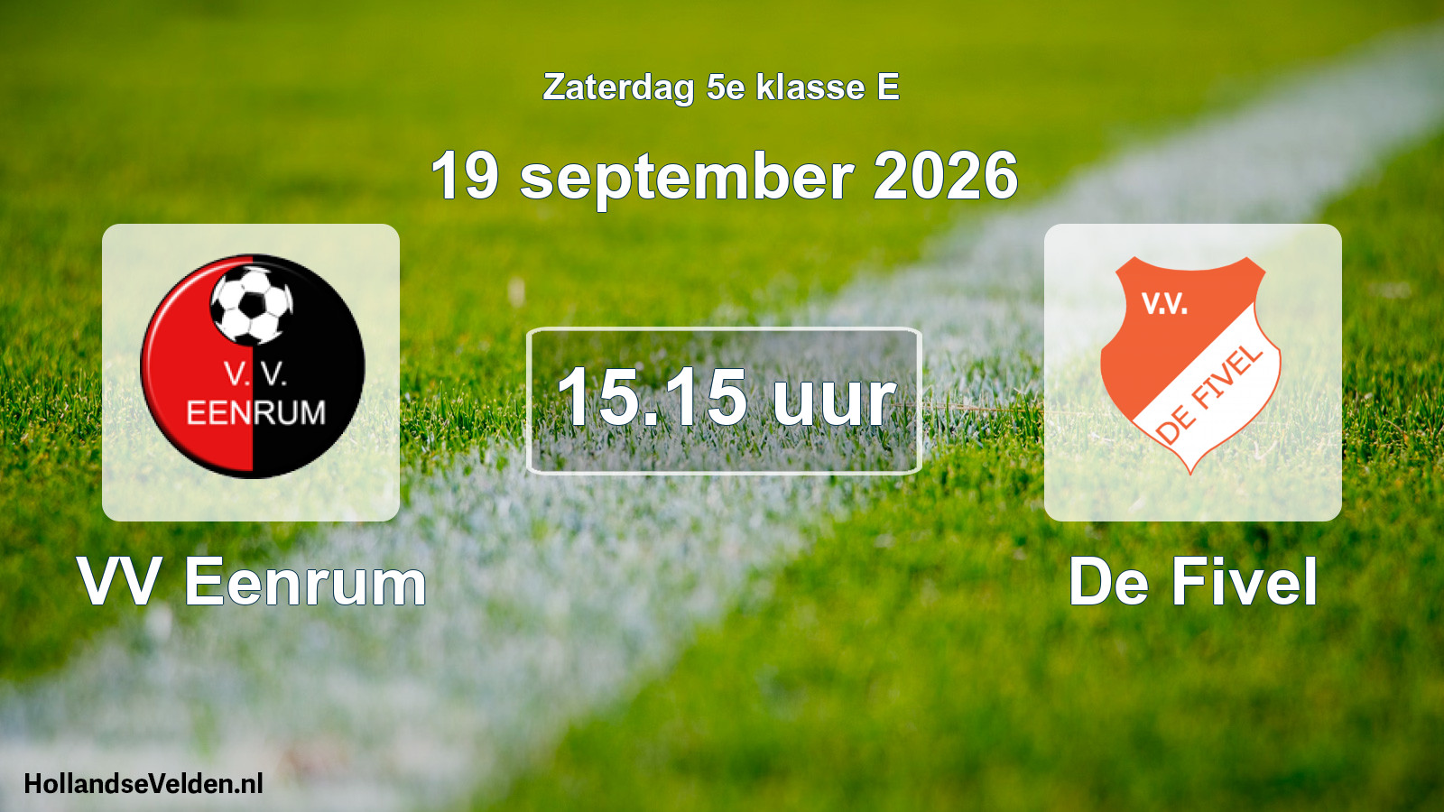 Geplande wedstrijd: VV Eenrum - De Fivel (19 september 2026)