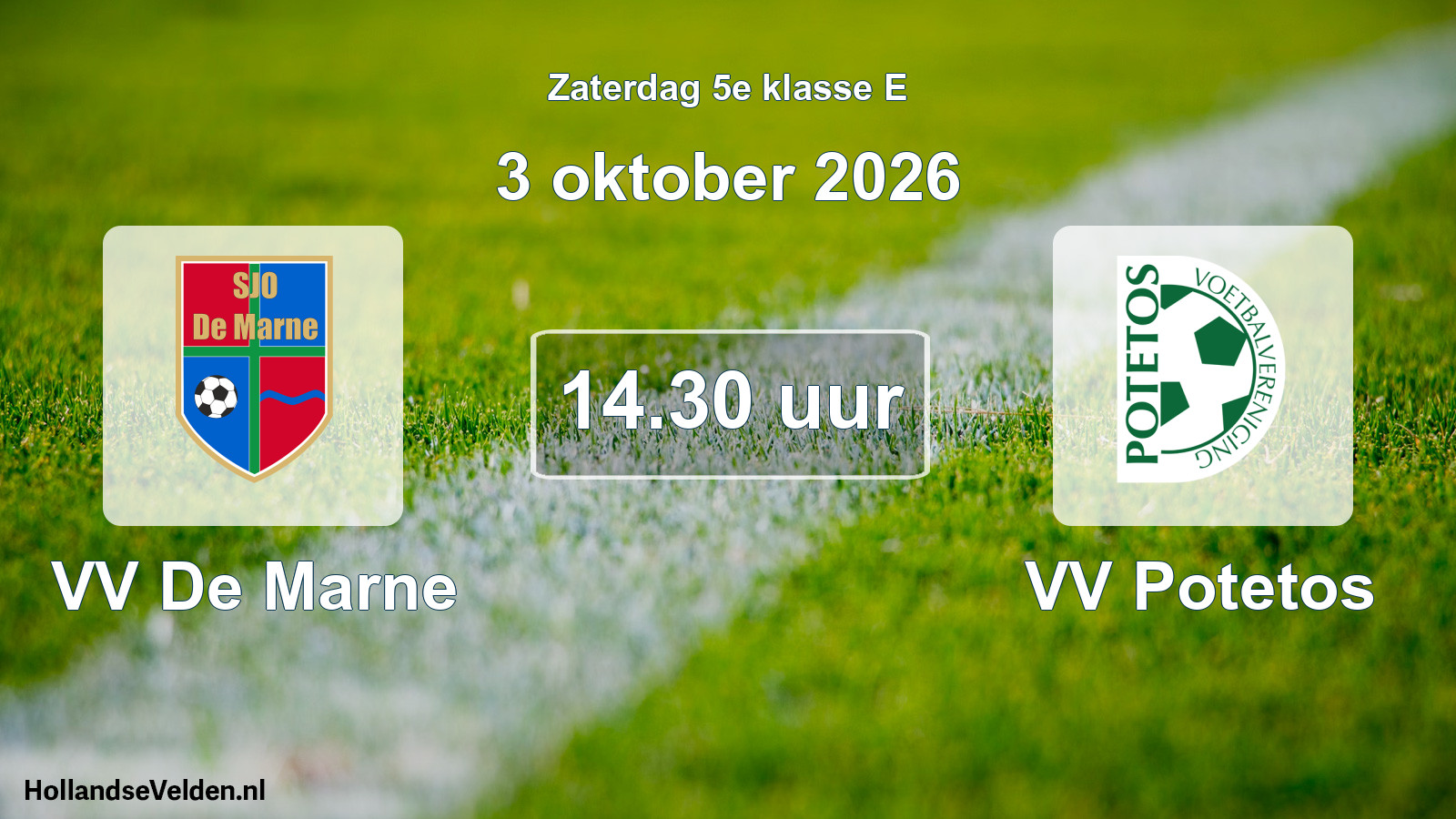Geplande wedstrijd: VV De Marne - VV Potetos (3 oktober 2026)