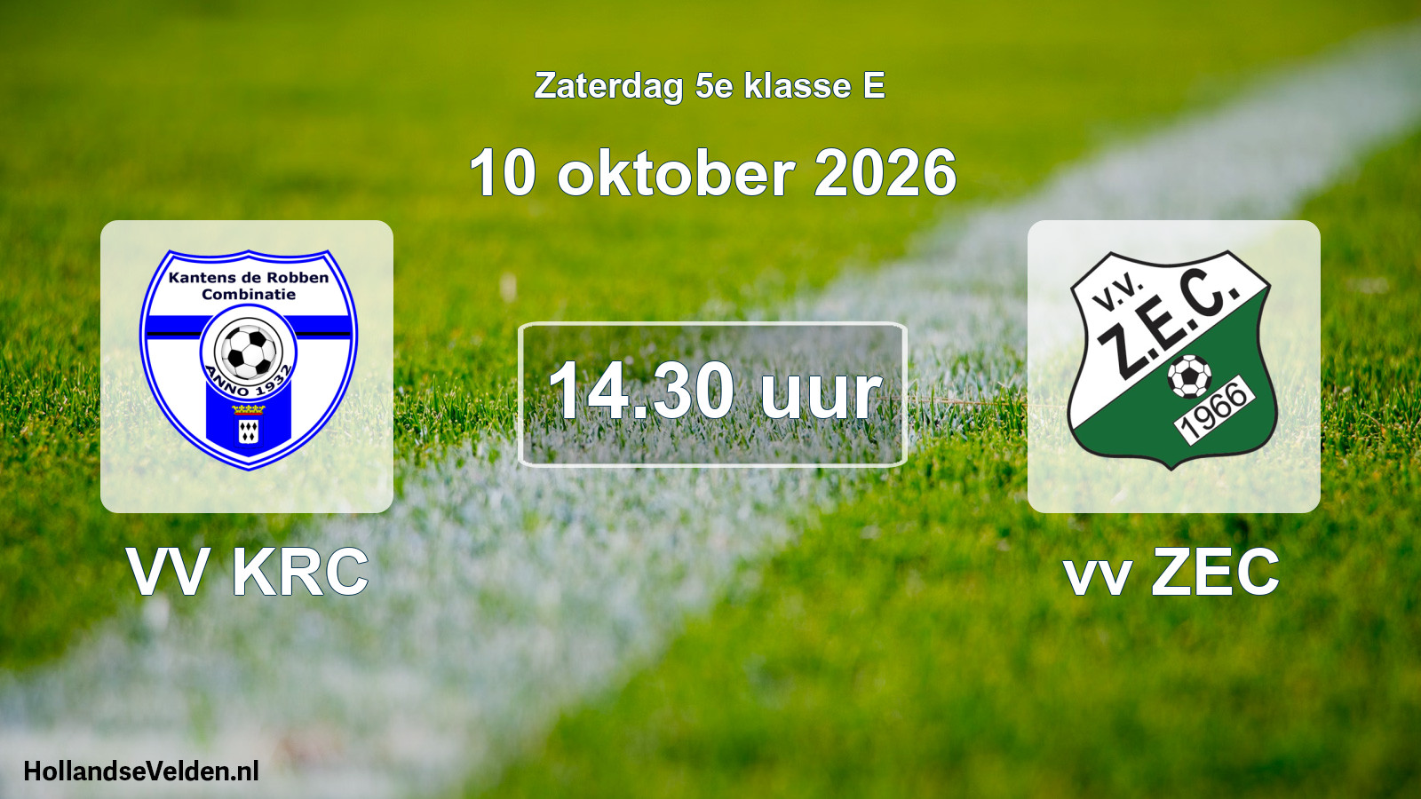 Geplande wedstrijd: VV KRC - vv ZEC (10 oktober 2026)
