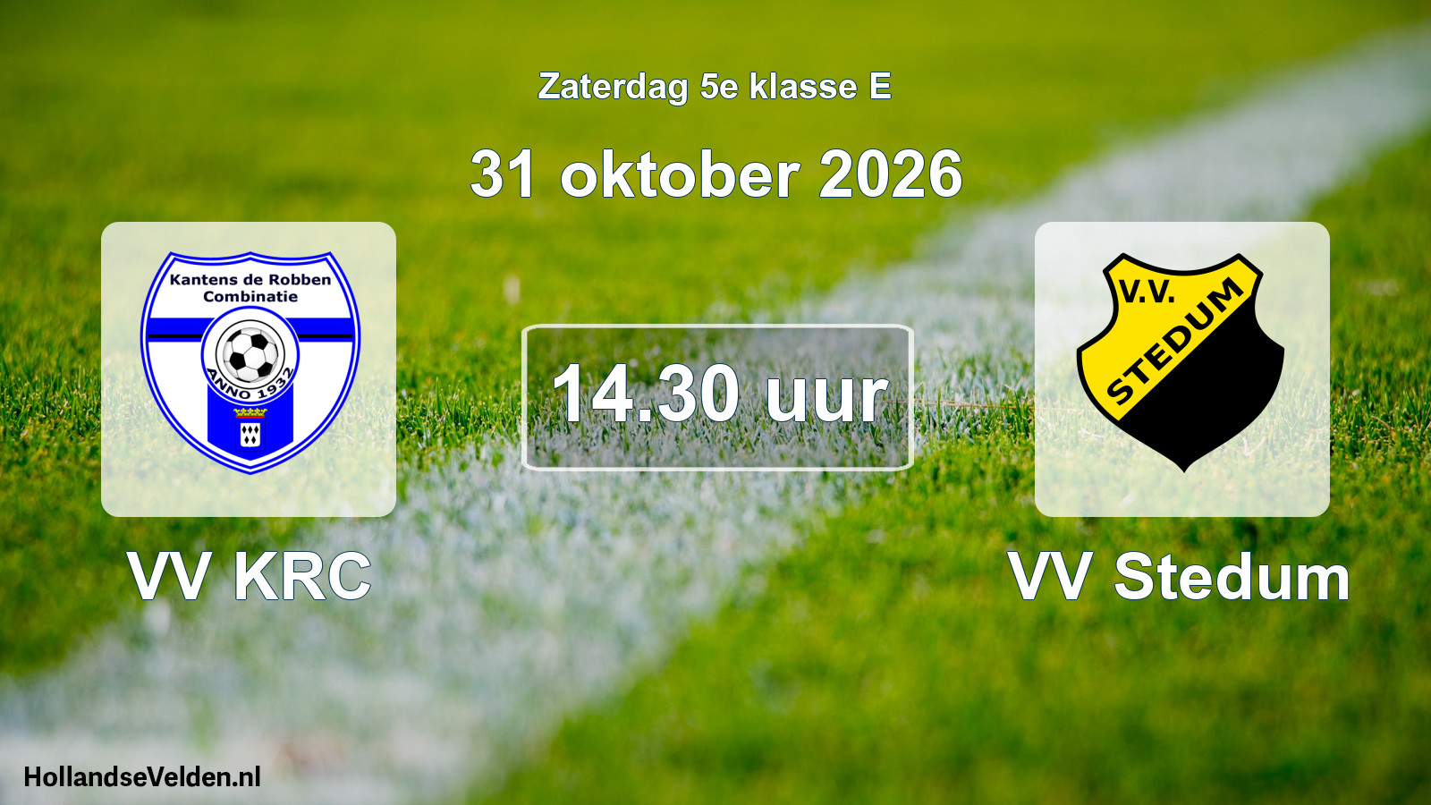 Geplande wedstrijd: VV KRC - VV Stedum (31 oktober 2026)
