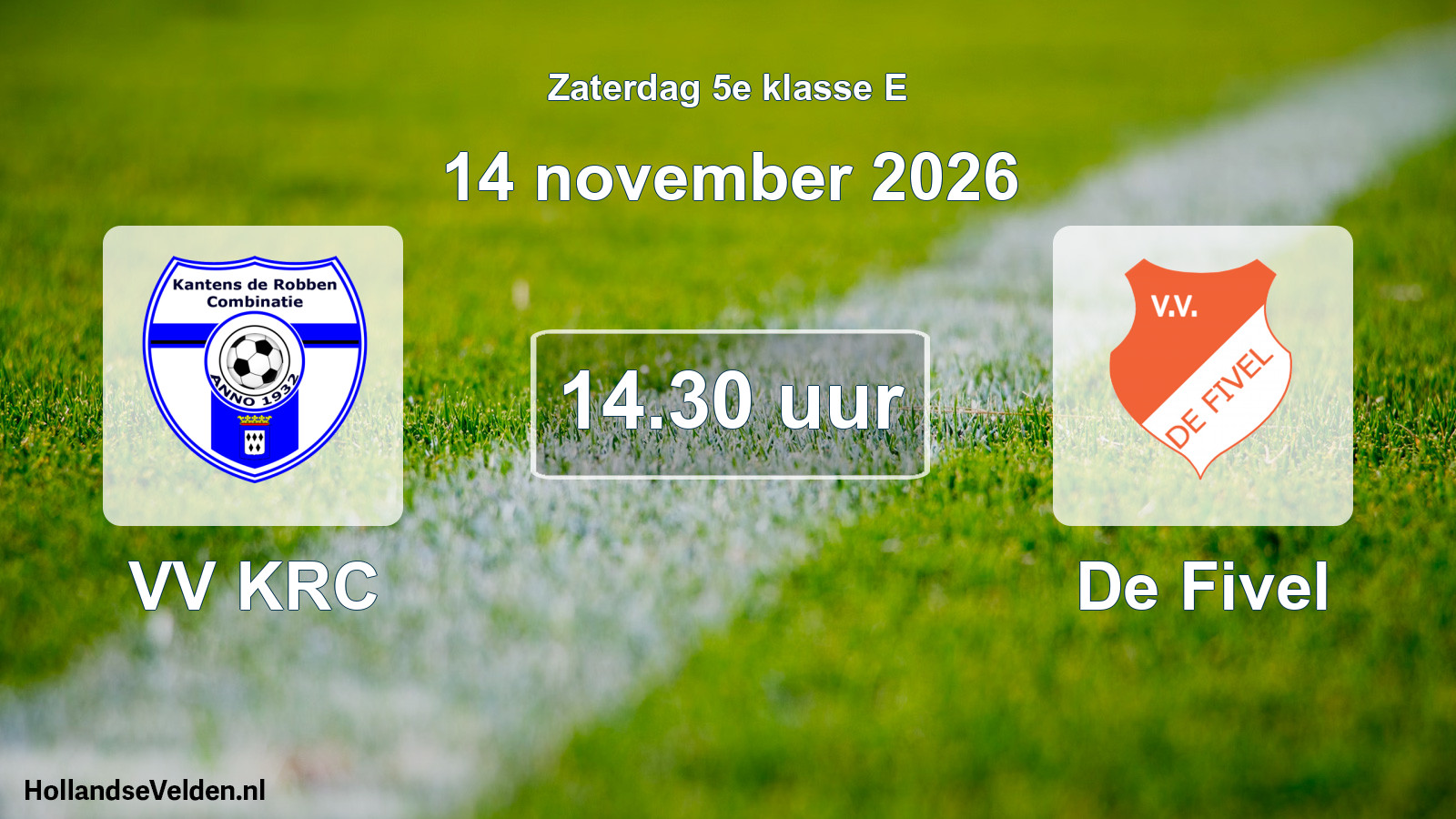 Geplande wedstrijd: VV KRC - De Fivel (14 november 2026)