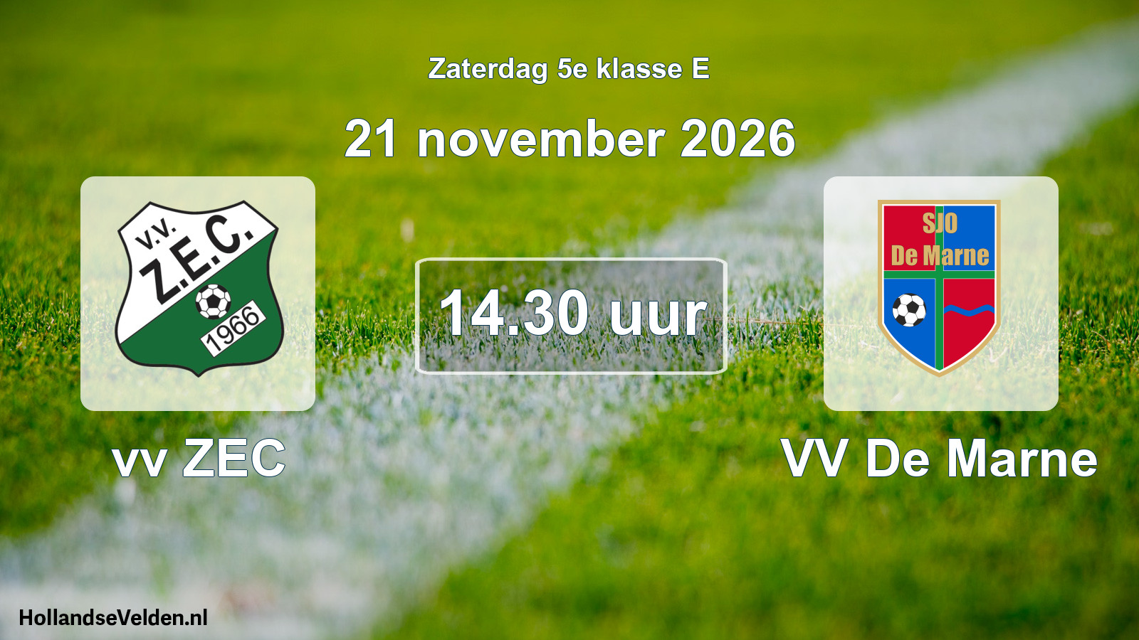 Geplande wedstrijd: vv ZEC - VV De Marne (21 november 2026)