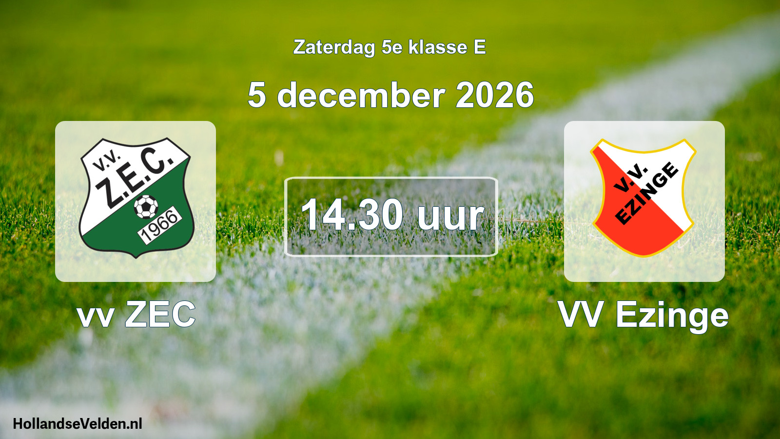 Geplande wedstrijd: vv ZEC - VV Ezinge (5 december 2026)