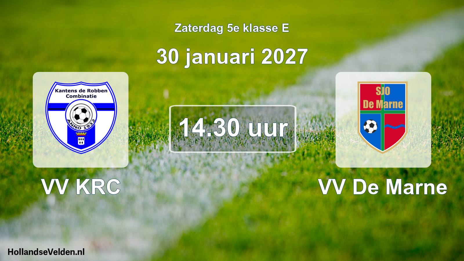 Geplande wedstrijd: VV KRC - VV De Marne (30 januari 2027)