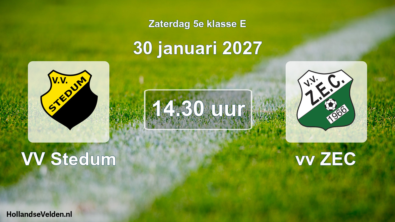 Geplande wedstrijd: VV Stedum - vv ZEC (30 januari 2027)