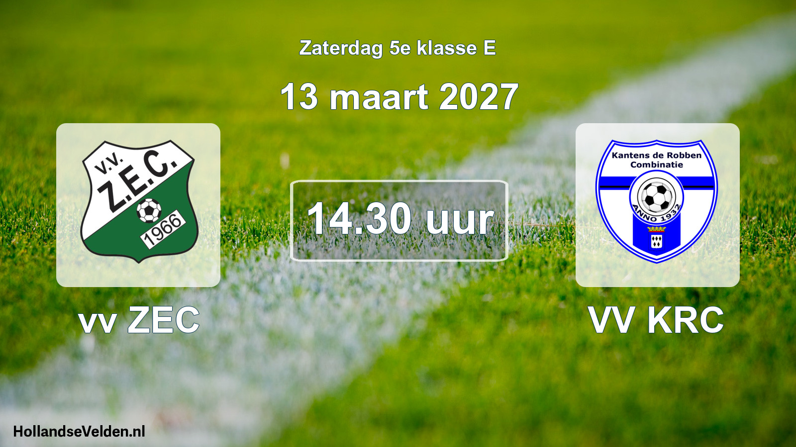 Geplande wedstrijd: vv ZEC - VV KRC (13 maart 2027)