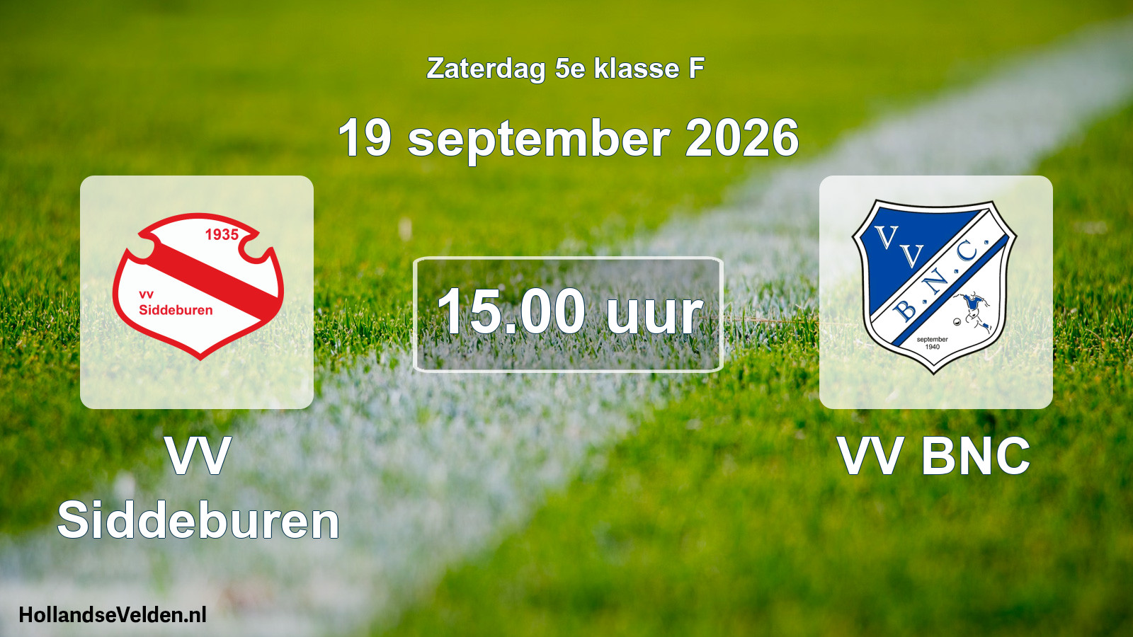 Geplande wedstrijd: VV Siddeburen - VV BNC (19 september 2026)