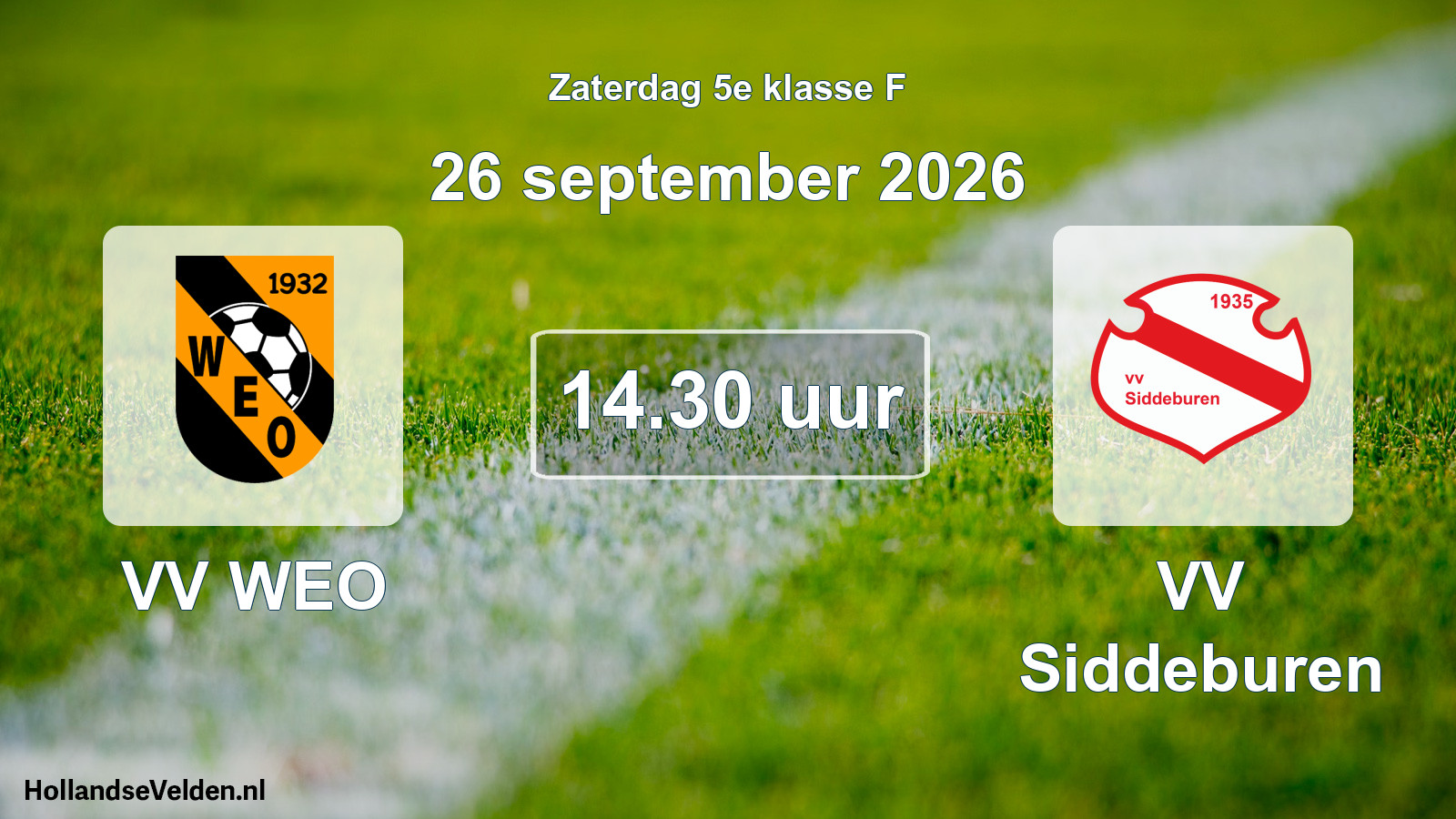 Geplande wedstrijd: VV WEO - VV Siddeburen (26 september 2026)