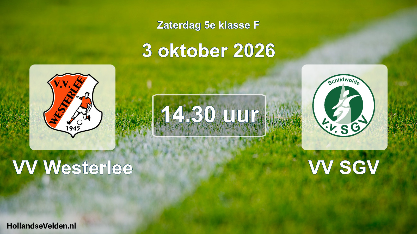 Geplande wedstrijd: VV Westerlee - VV SGV (3 oktober 2026)
