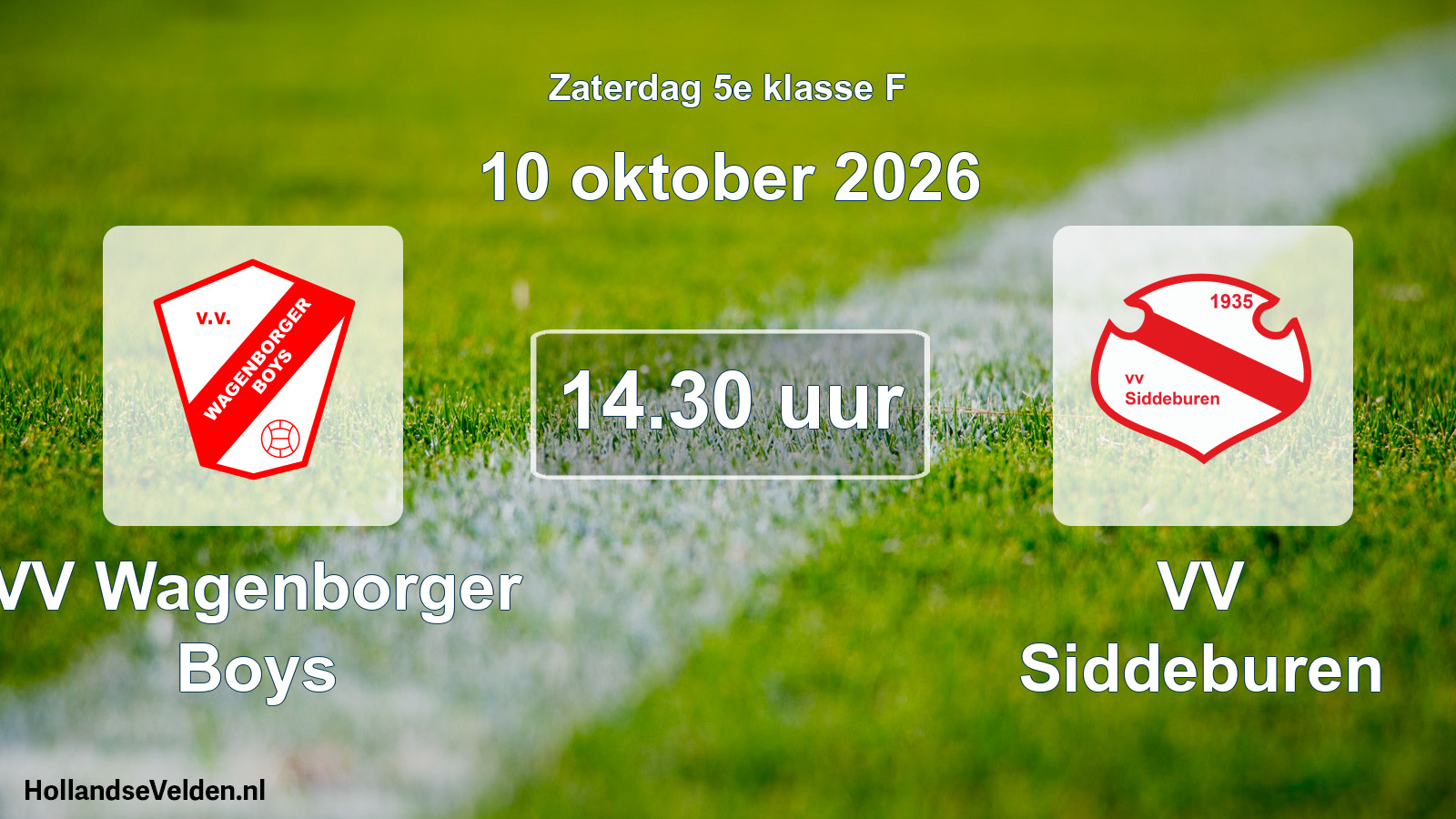 Geplande wedstrijd: VV Wagenborger Boys - VV Siddeburen (10 oktober 2026)