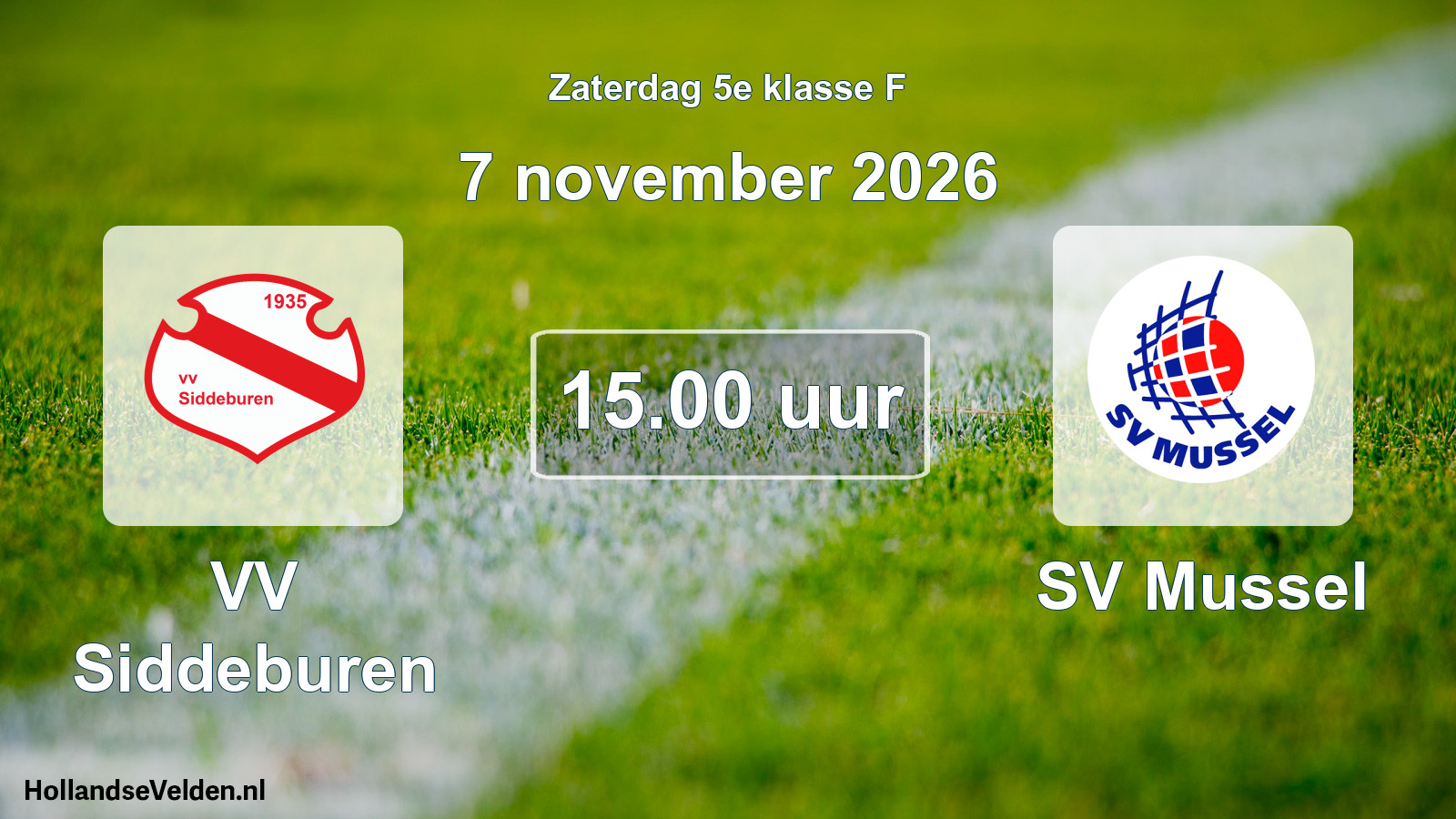 Geplande wedstrijd: VV Siddeburen - SV Mussel (7 november 2026)