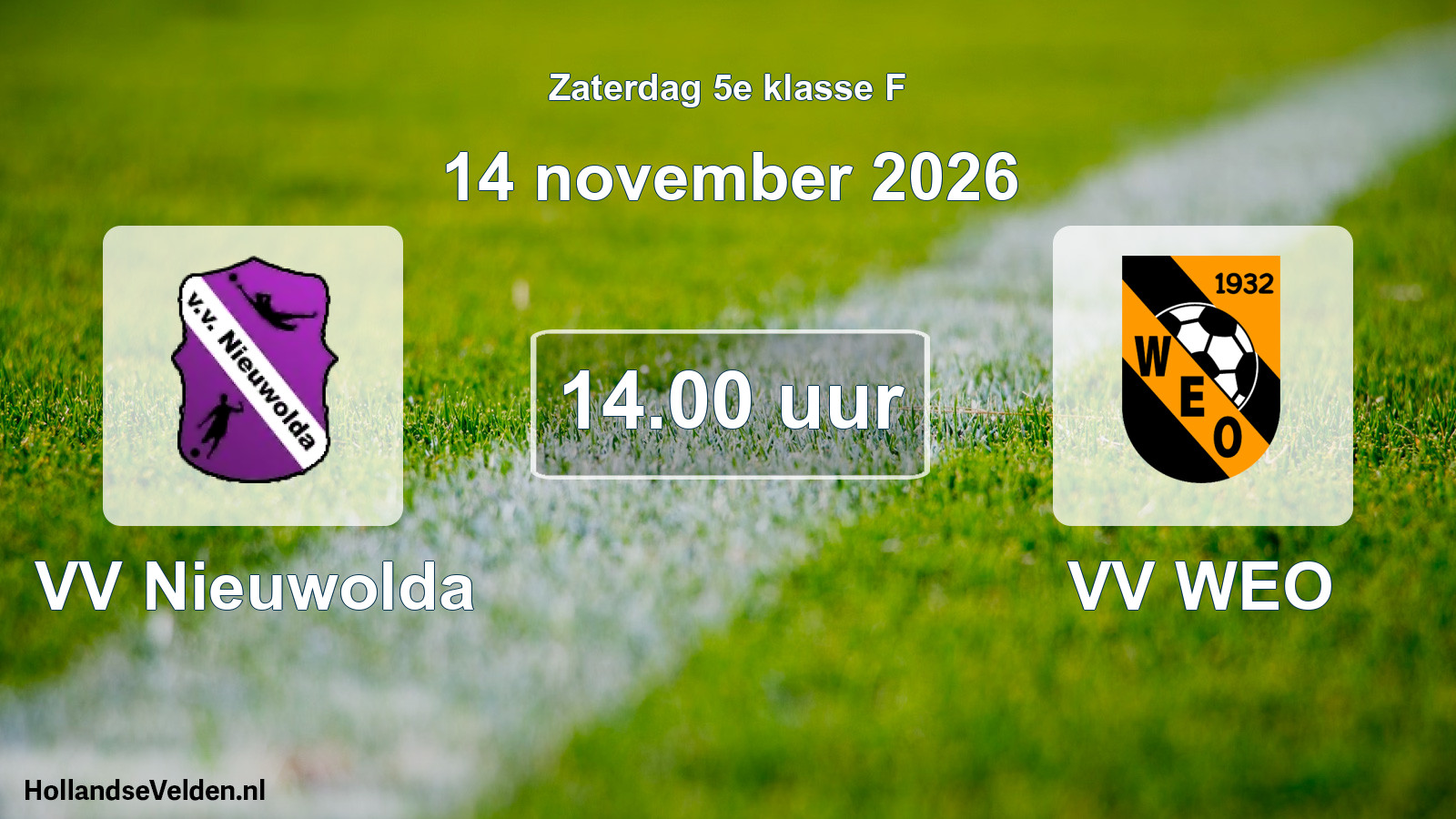 Geplande wedstrijd: VV Nieuwolda - VV WEO (14 november 2026)