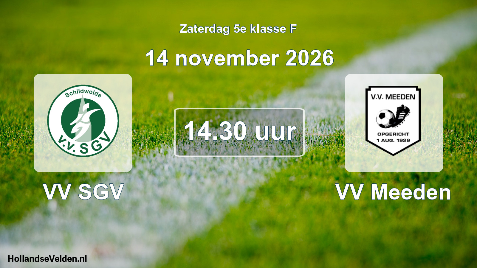 Geplande wedstrijd: VV SGV - VV Meeden (14 november 2026)