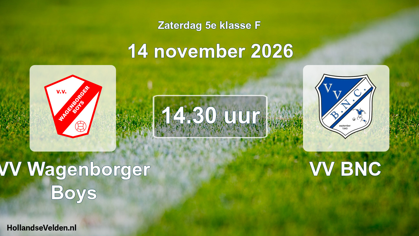 Geplande wedstrijd: VV Wagenborger Boys - VV BNC (14 november 2026)
