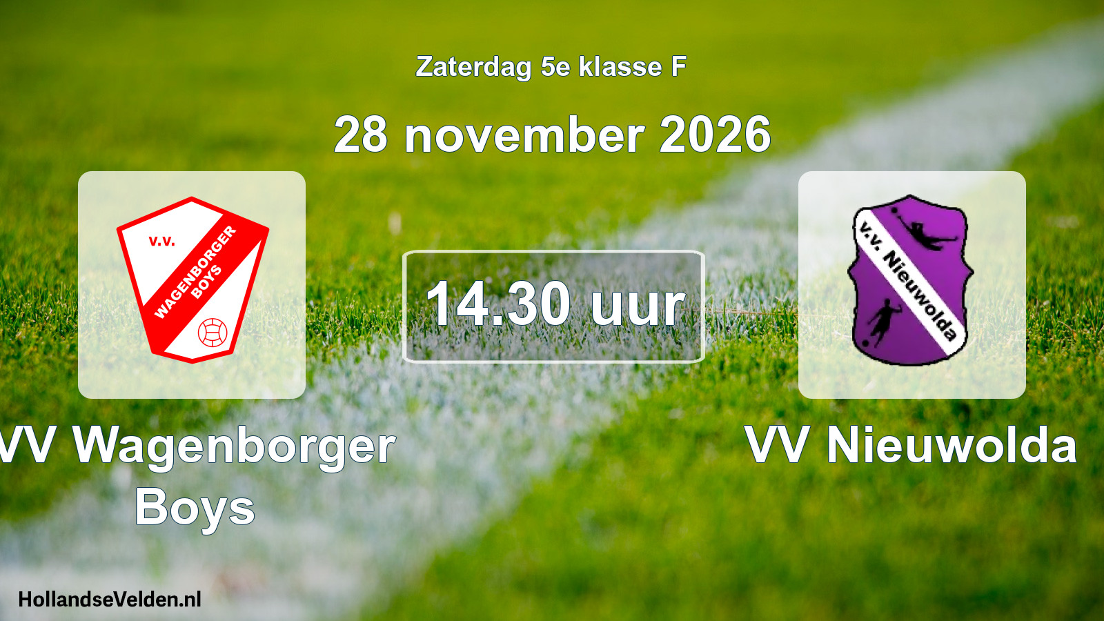 Geplande wedstrijd: VV Wagenborger Boys - VV Nieuwolda (28 november 2026)