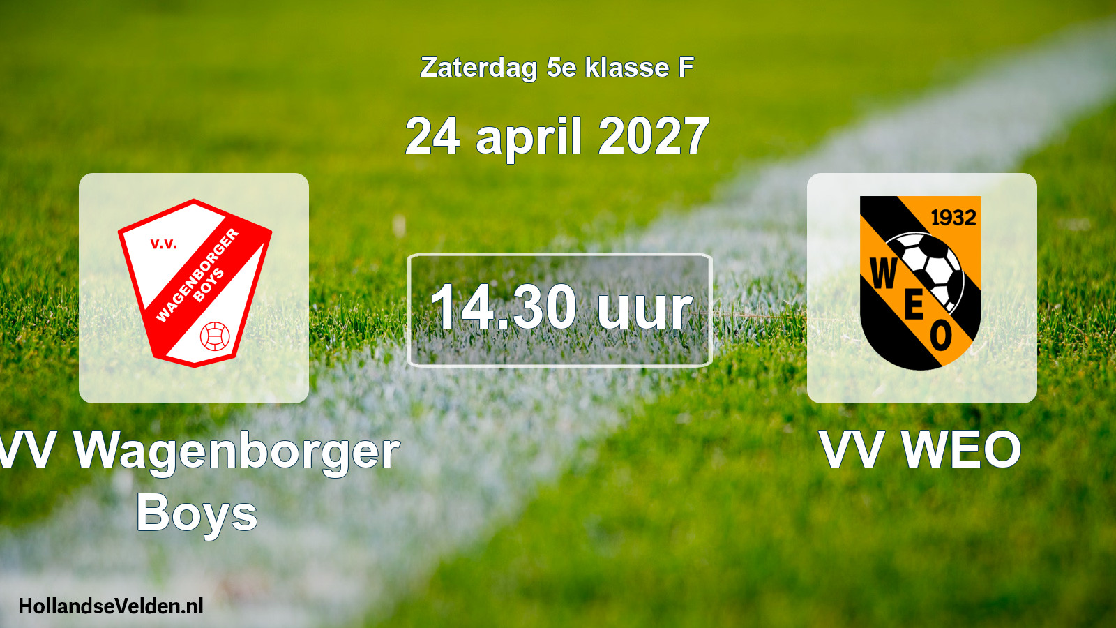 Geplande wedstrijd: VV Wagenborger Boys - VV WEO (24 april 2027)