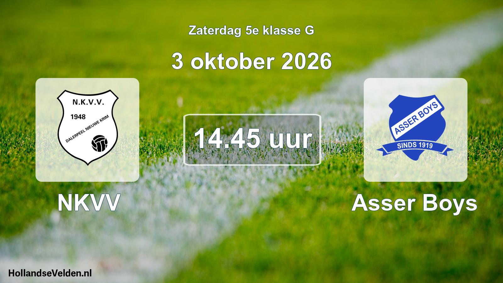 Geplande wedstrijd: NKVV - Asser Boys (3 oktober 2026)