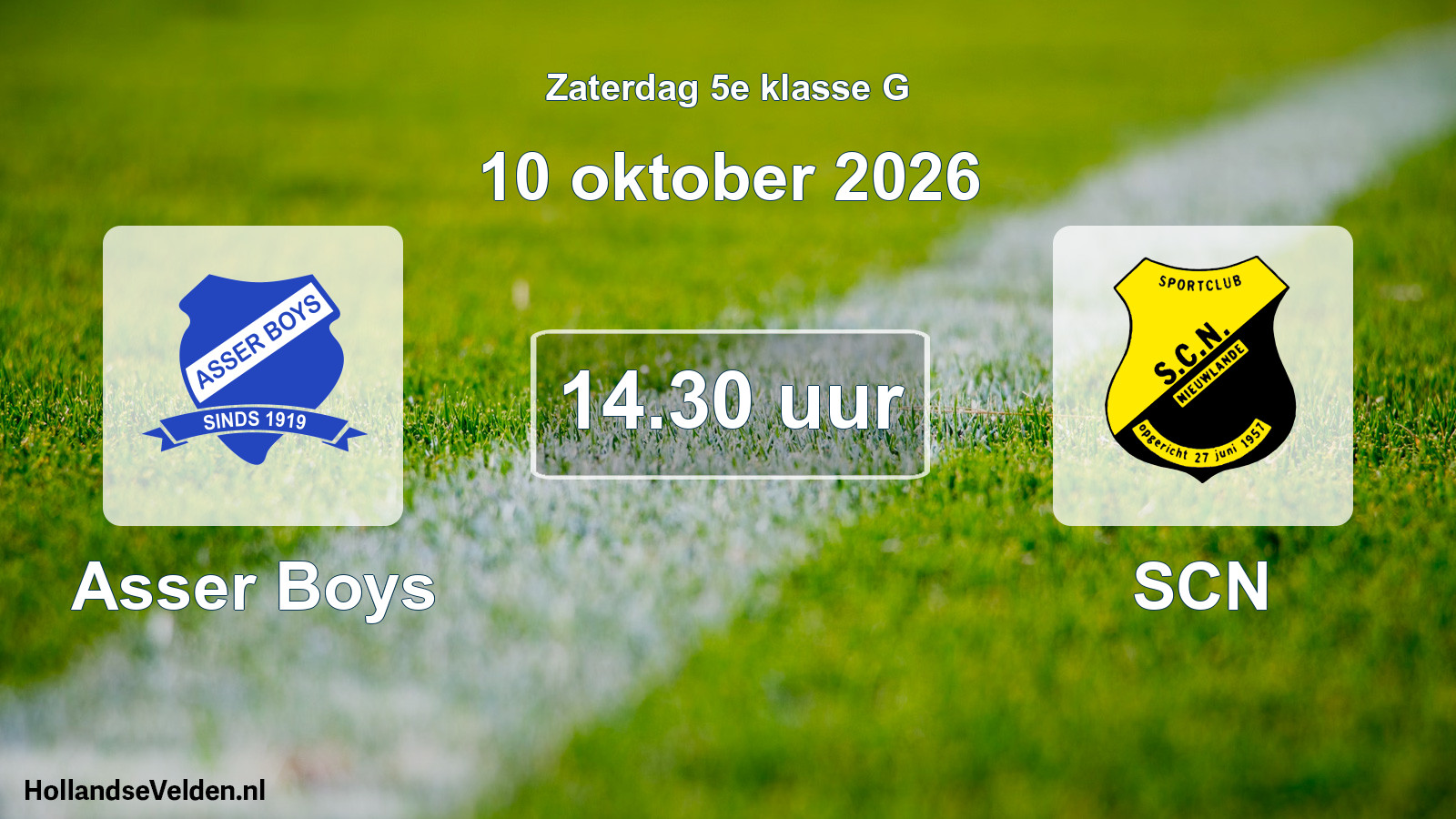 Geplande wedstrijd: Asser Boys - SCN (10 oktober 2026)