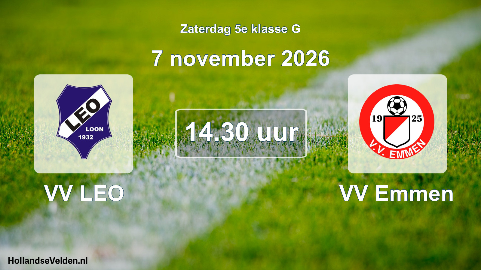 Geplande wedstrijd: VV LEO - VV Emmen (7 november 2026)