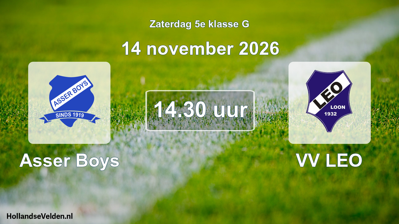 Geplande wedstrijd: Asser Boys - VV LEO (14 november 2026)