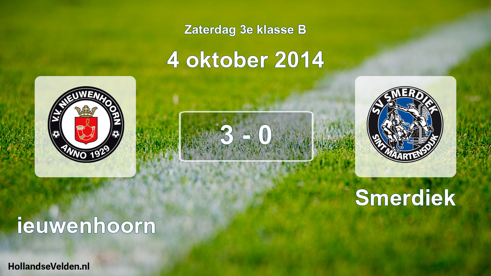Total number of matches played: Nieuwenhoorn - Smerdiek 3 - 0 (4 October 2014)