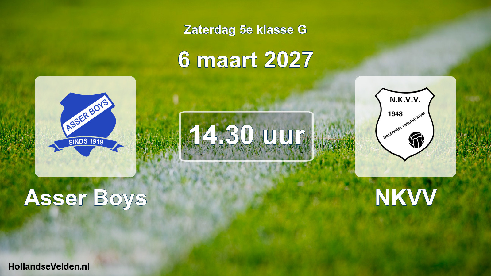 Geplande wedstrijd: Asser Boys - NKVV (6 maart 2027)