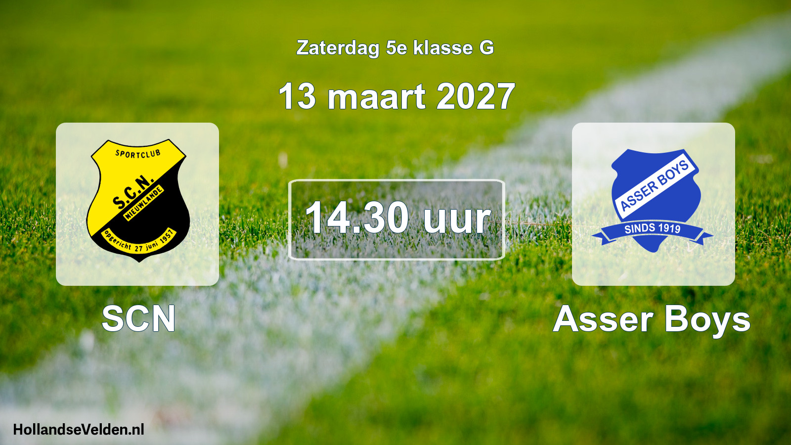Geplande wedstrijd: SCN - Asser Boys (13 maart 2027)