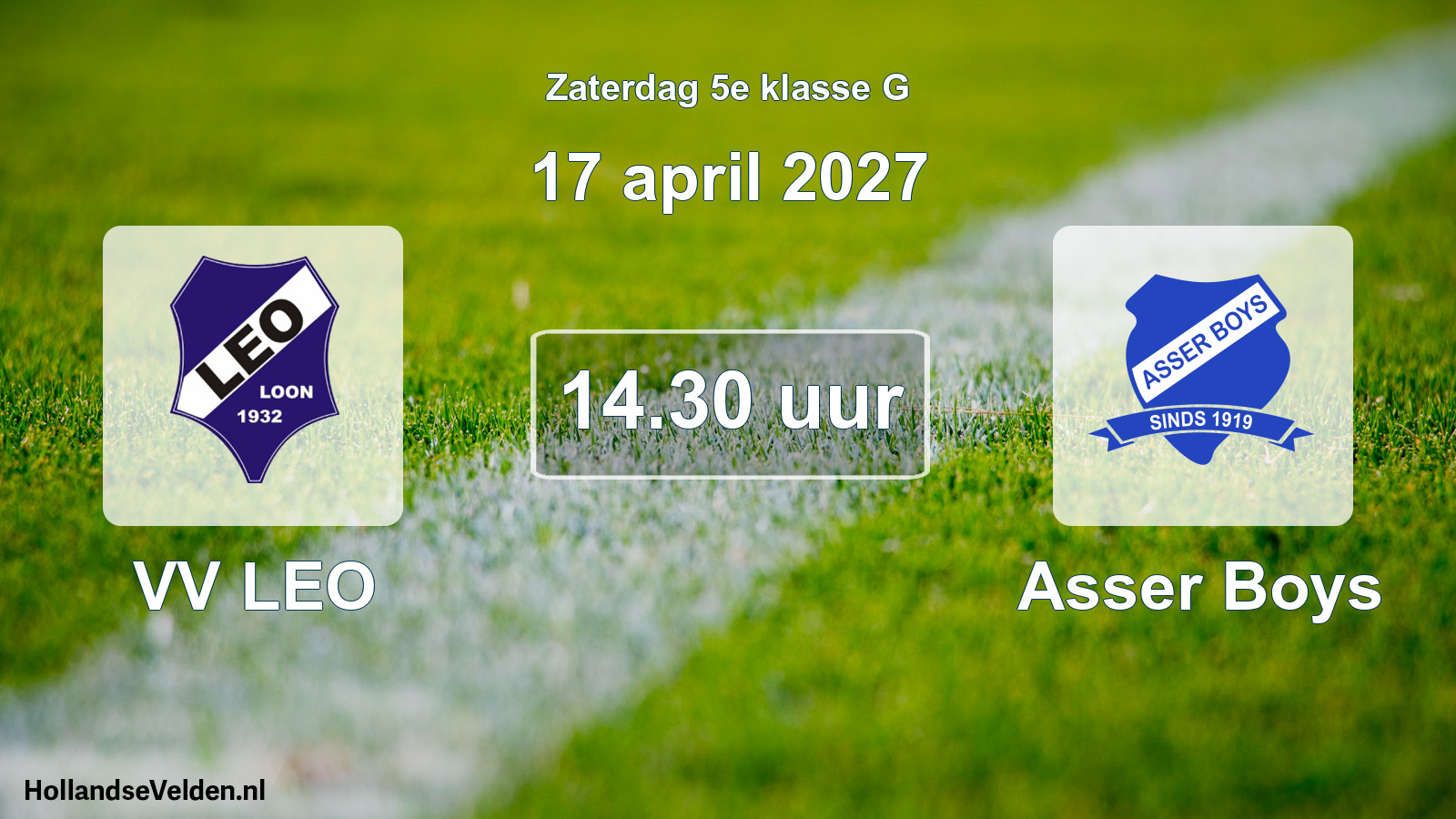 Geplande wedstrijd: VV LEO - Asser Boys (17 april 2027)
