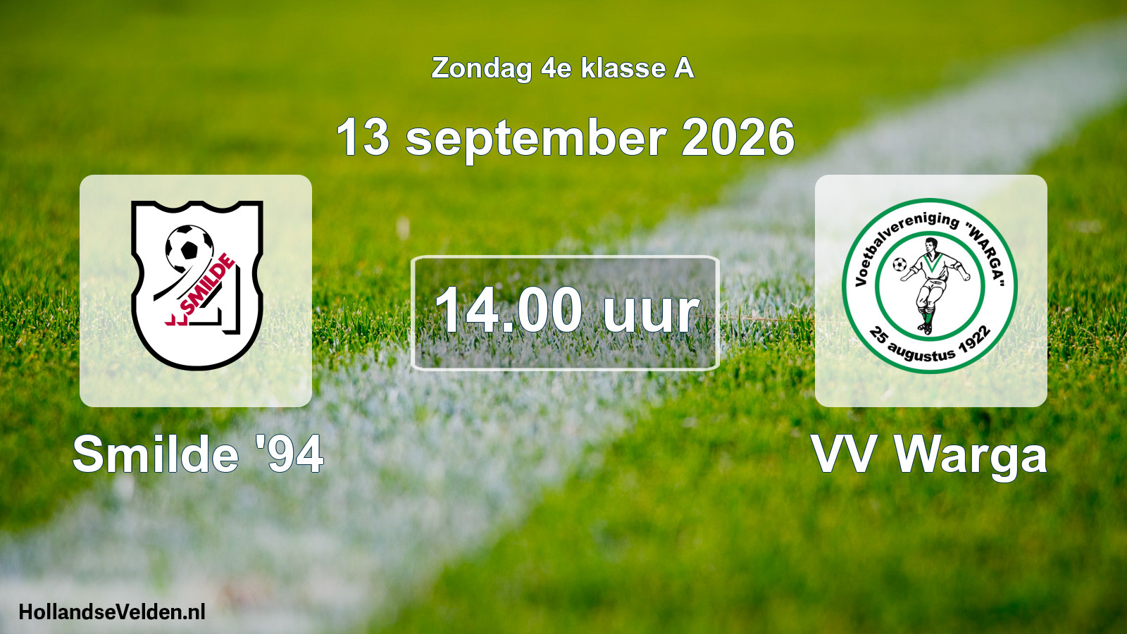 Geplande wedstrijd: Smilde '94 - VV Warga (13 september 2026)