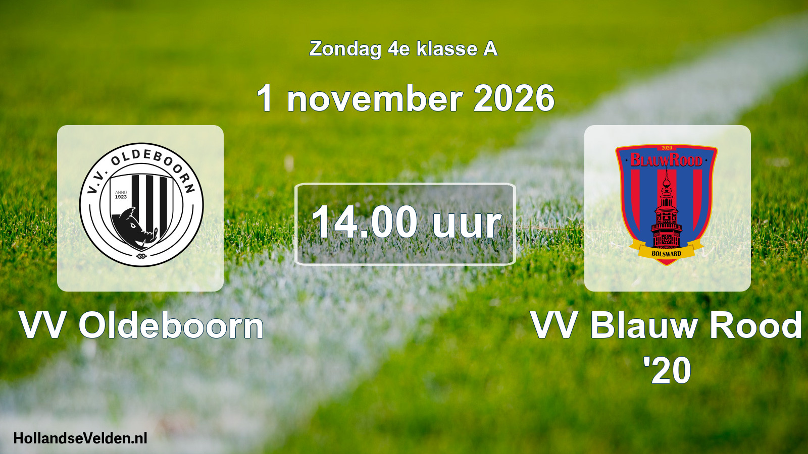 Geplande wedstrijd: VV Oldeboorn - VV Blauw Rood '20 (1 november 2026)