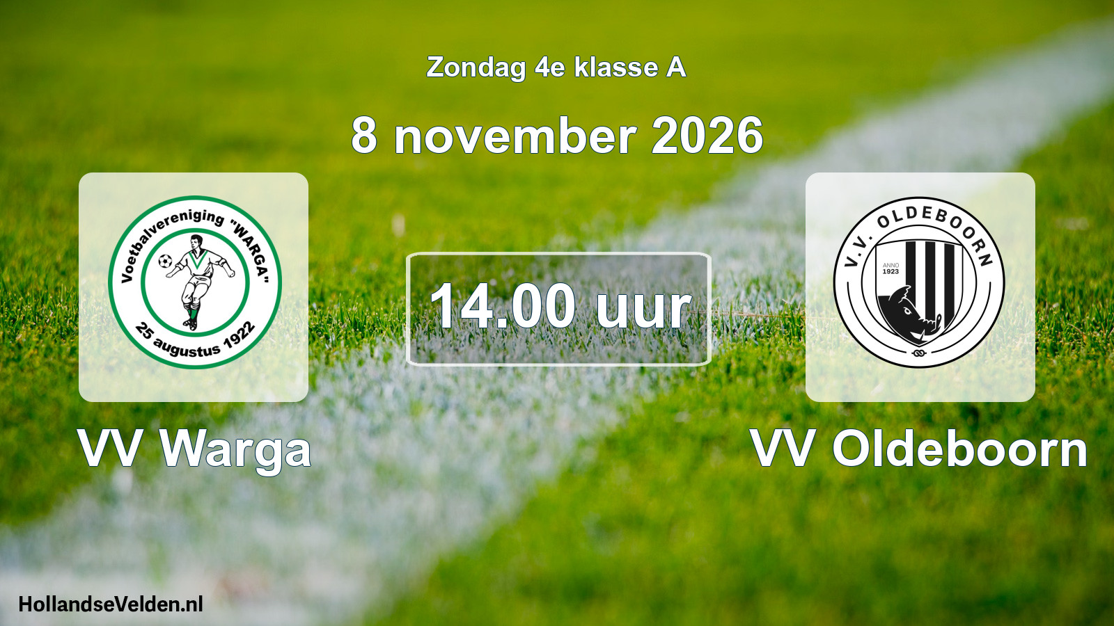 Geplande wedstrijd: VV Warga - VV Oldeboorn (8 november 2026)