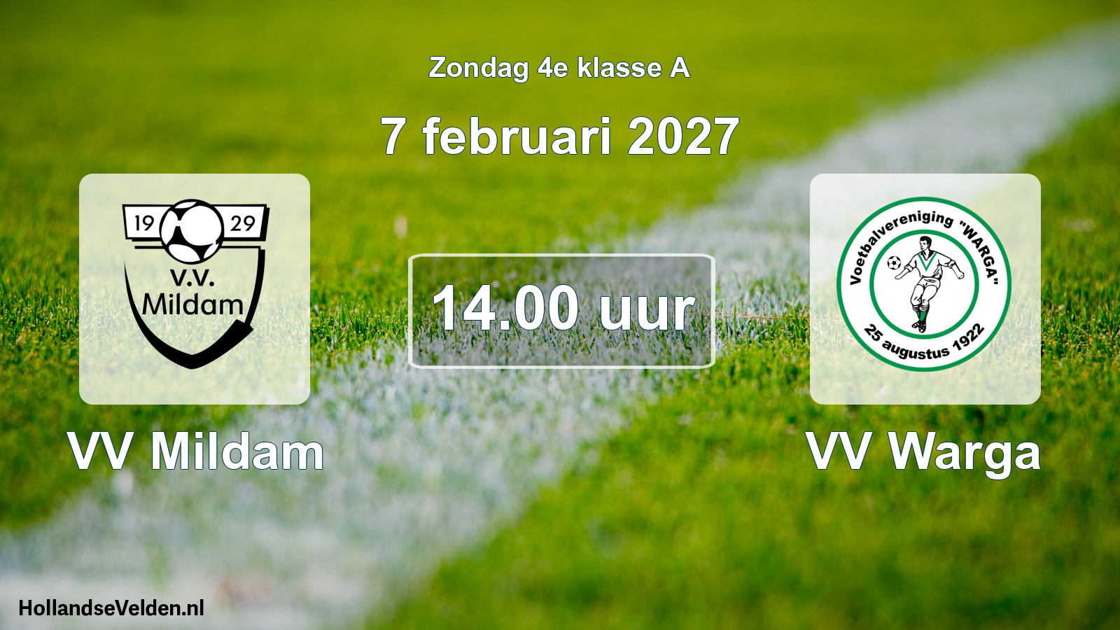 Geplande wedstrijd: VV Mildam - VV Warga (7 februari 2027)