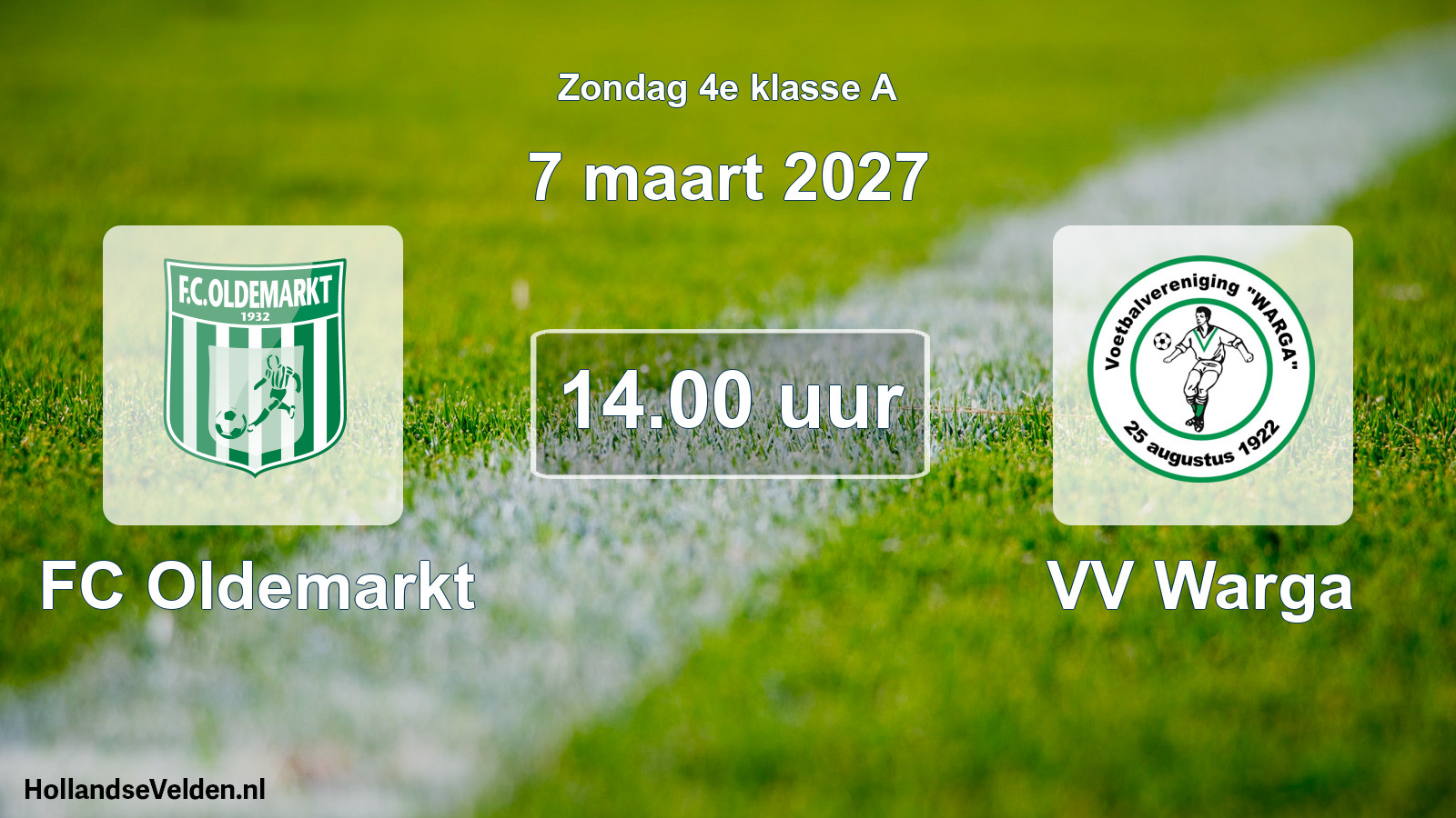 Geplande wedstrijd: FC Oldemarkt - VV Warga (7 maart 2027)