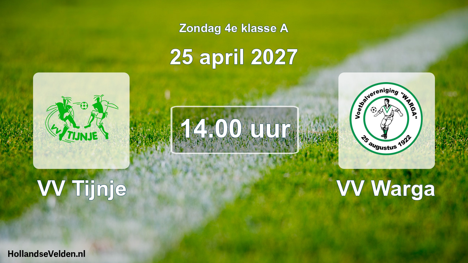Geplande wedstrijd: VV Tijnje - VV Warga (25 april 2027)