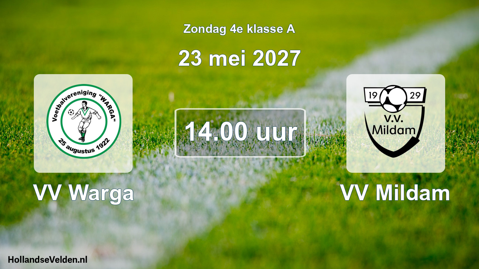 Geplande wedstrijd: VV Warga - VV Mildam (23 mei 2027)