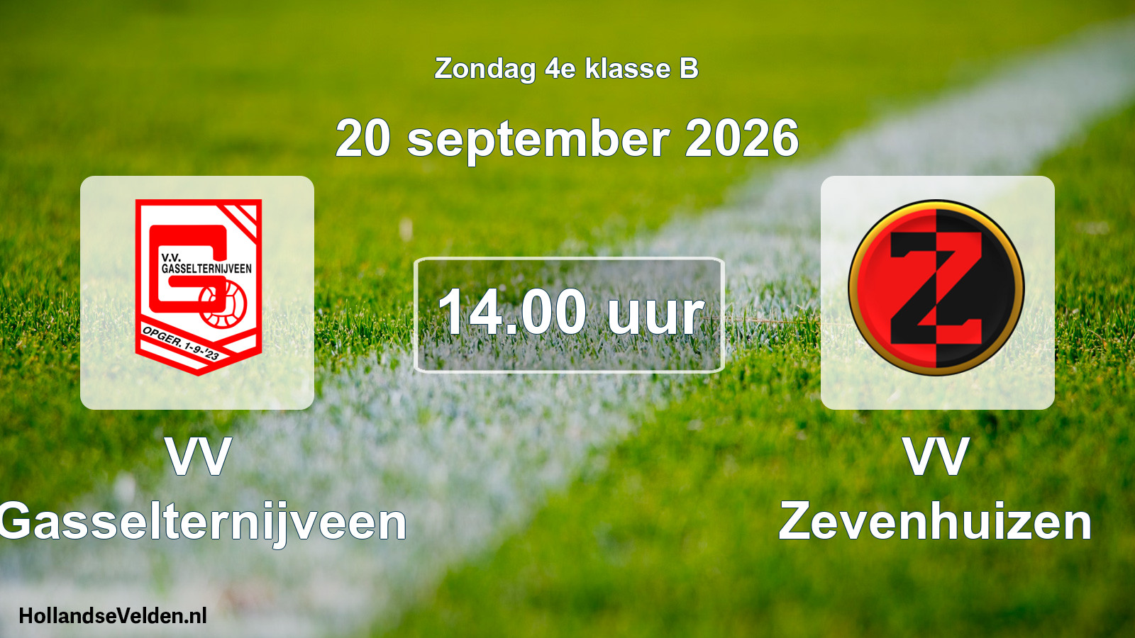 Geplande wedstrijd: VV Gasselternijveen - VV Zevenhuizen (20 september 2026)