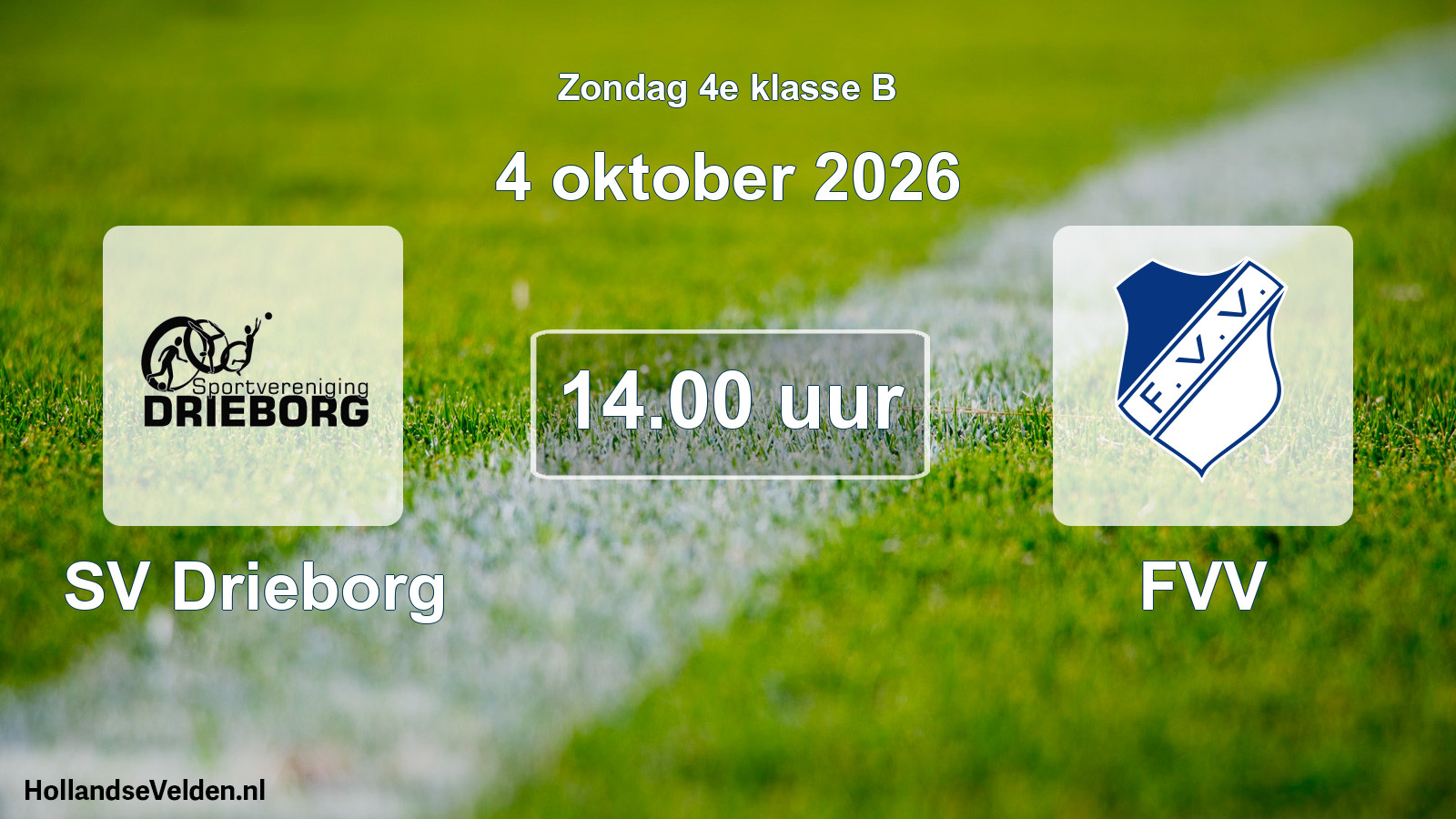 Geplande wedstrijd: SV Drieborg - FVV (4 oktober 2026)