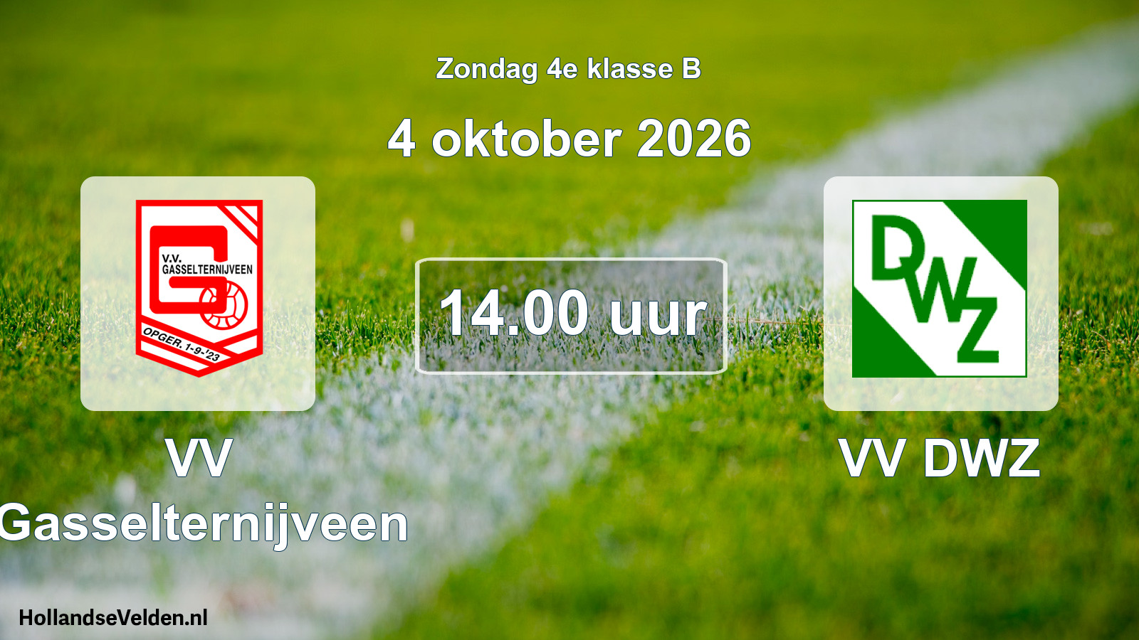 Geplande wedstrijd: VV Gasselternijveen - VV DWZ (4 oktober 2026)