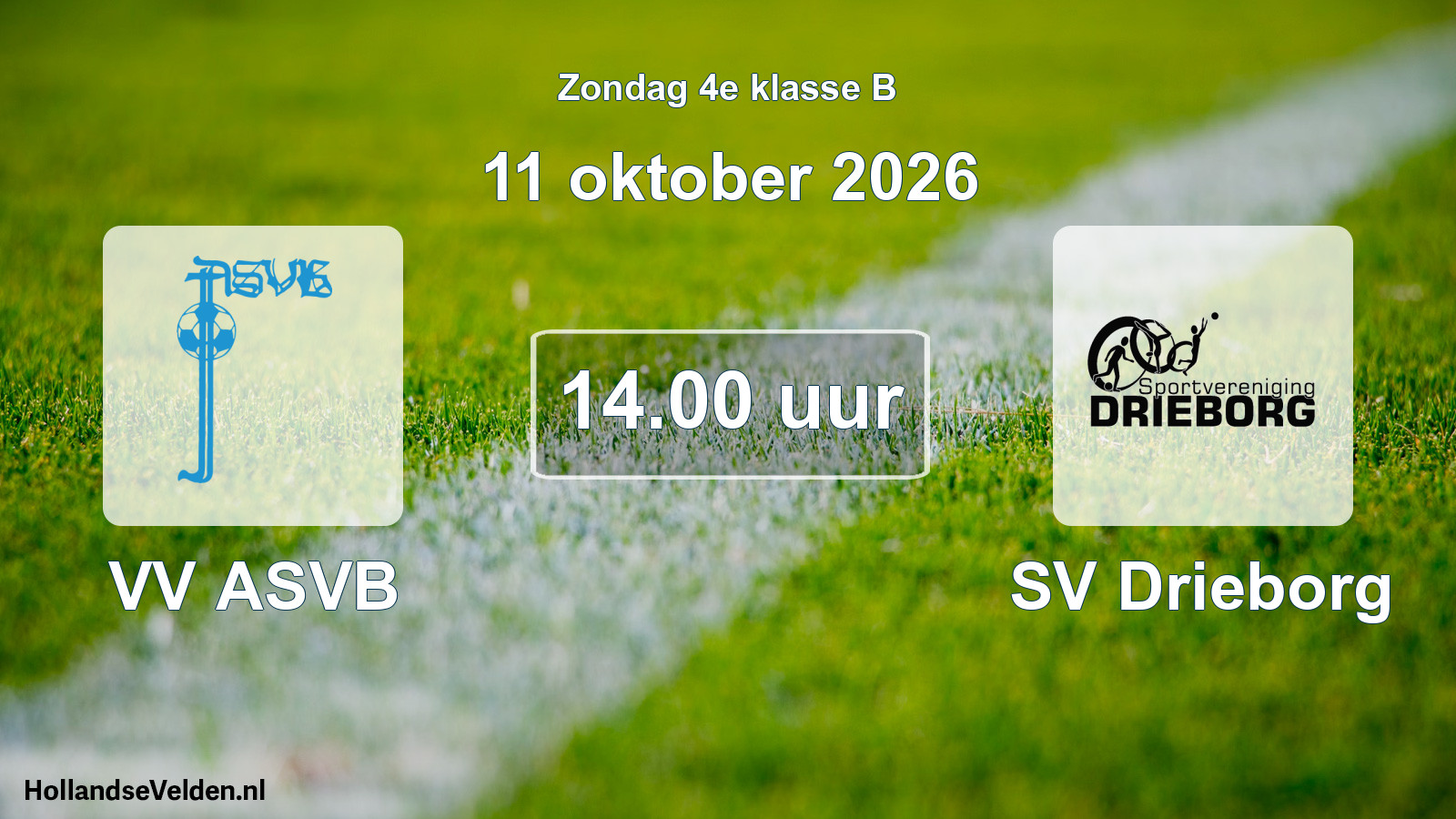 Geplande wedstrijd: VV ASVB - SV Drieborg (11 oktober 2026)