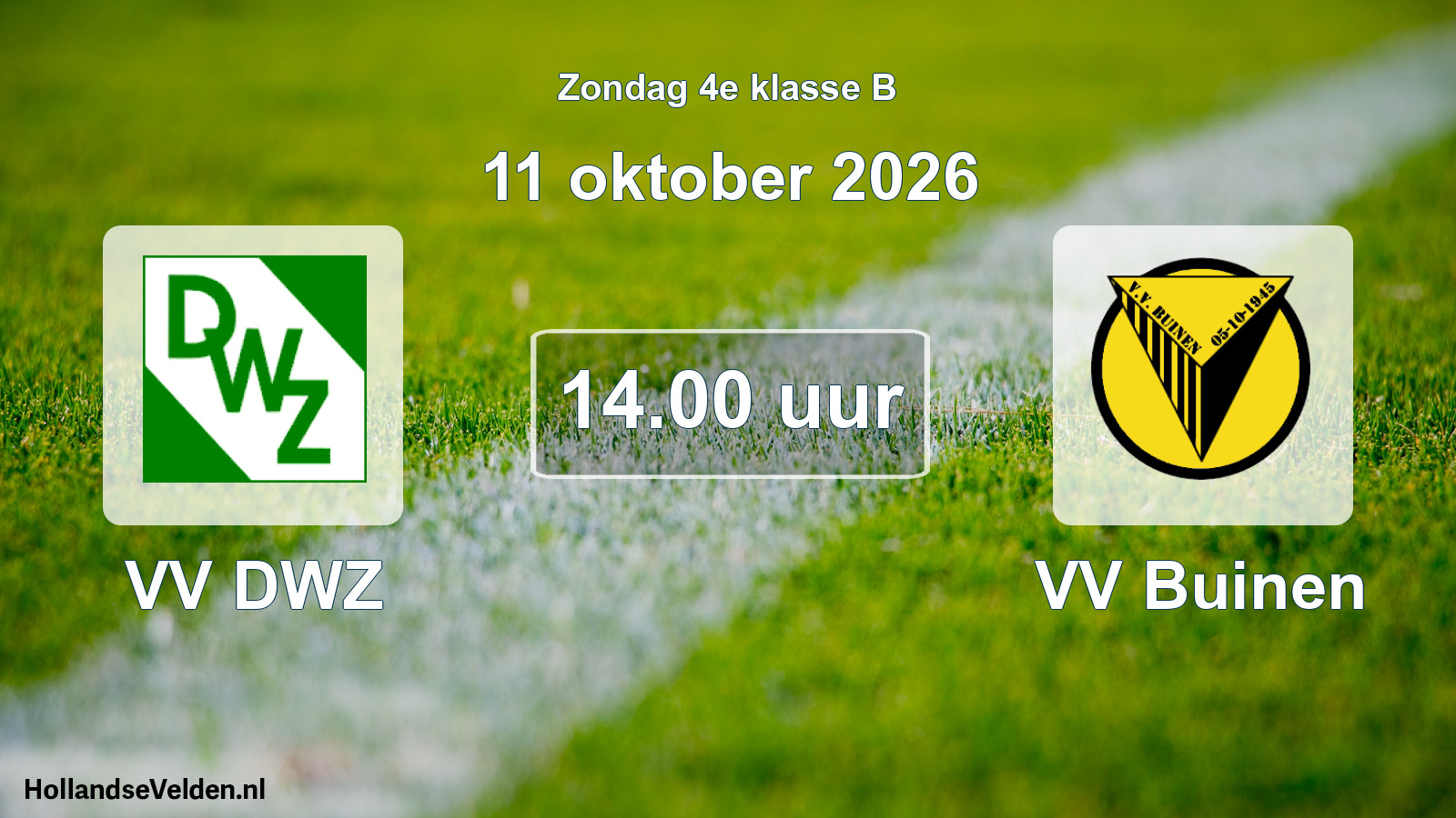 Geplande wedstrijd: VV DWZ - VV Buinen (11 oktober 2026)