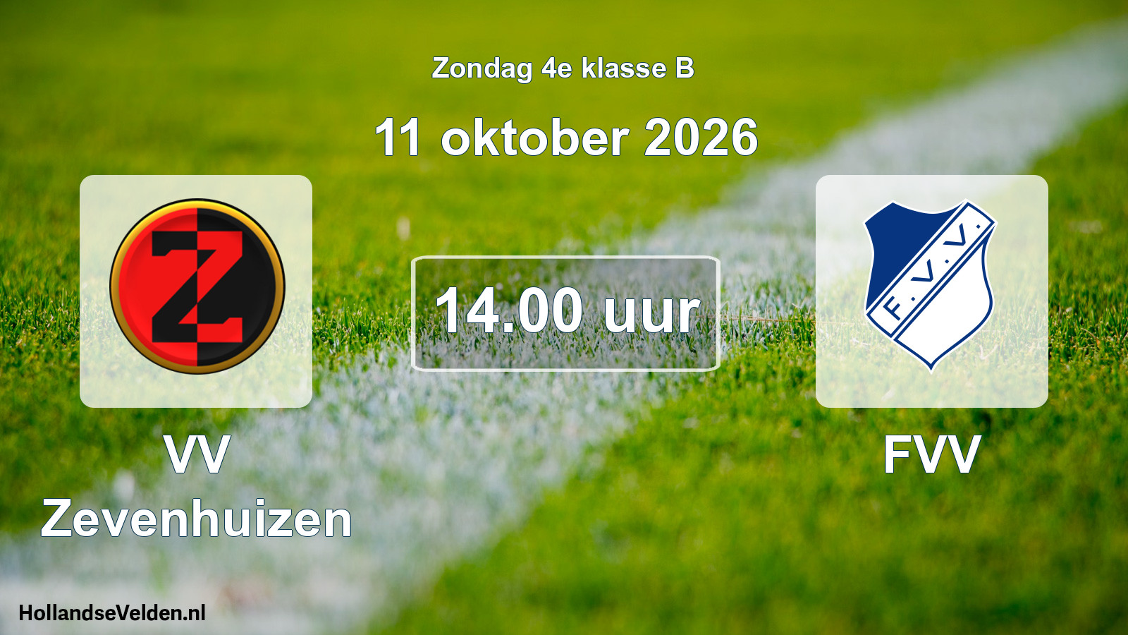 Geplande wedstrijd: VV Zevenhuizen - FVV (11 oktober 2026)